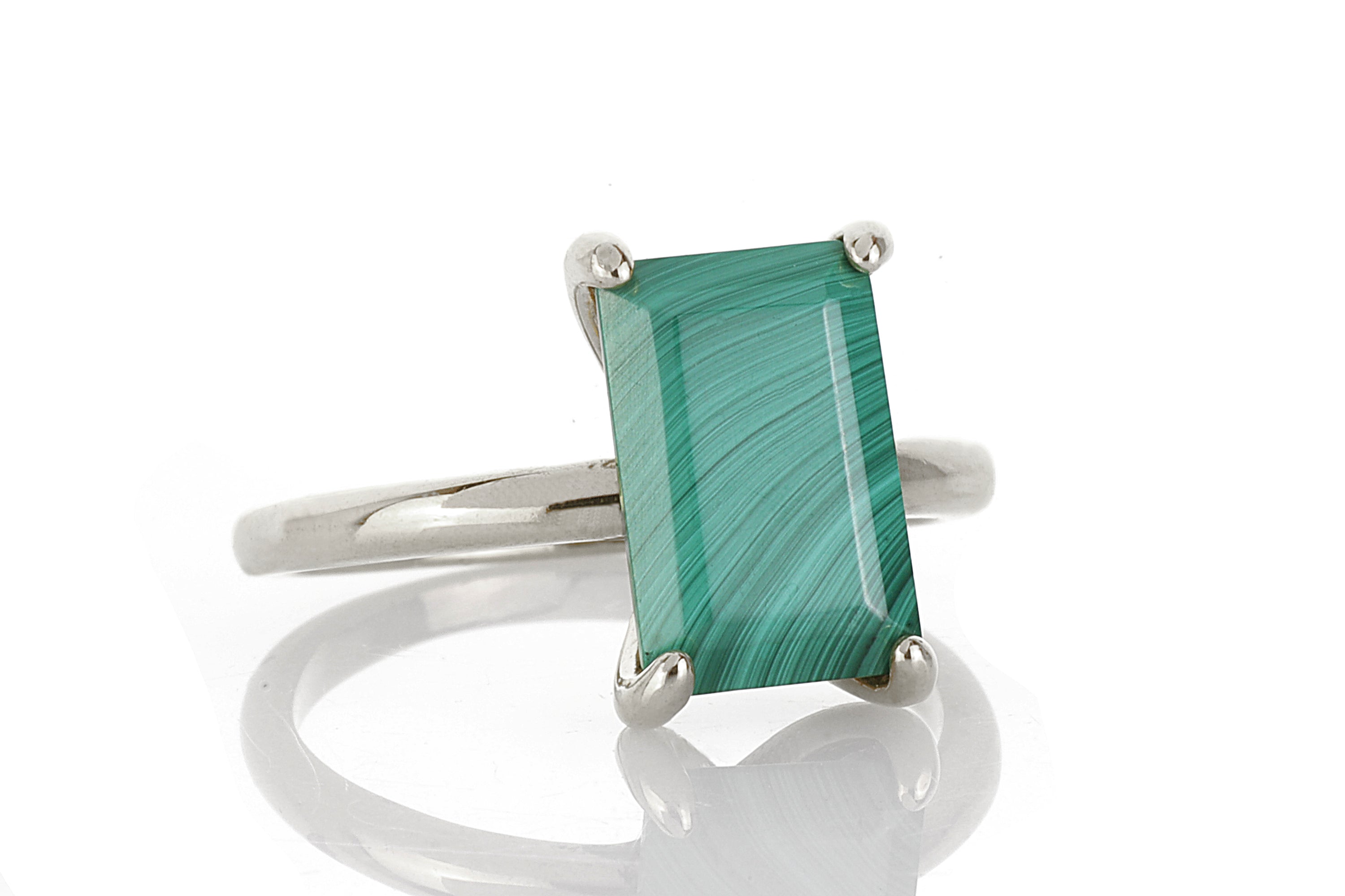 Rectangular Sterling Silver Malachite Ring Rings Anemone Unique