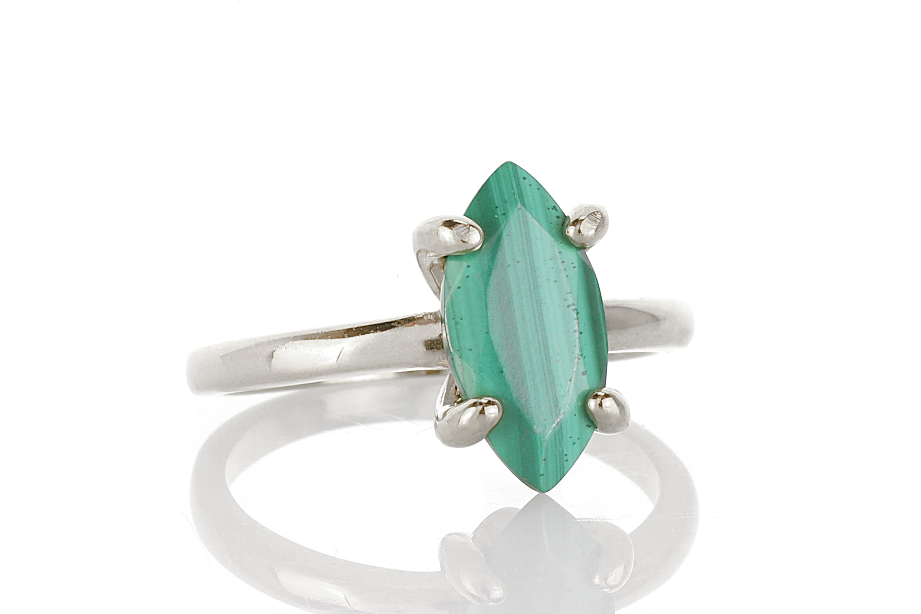 Malachite Ring in 925 Sterling Silver Rings Anemone Unique