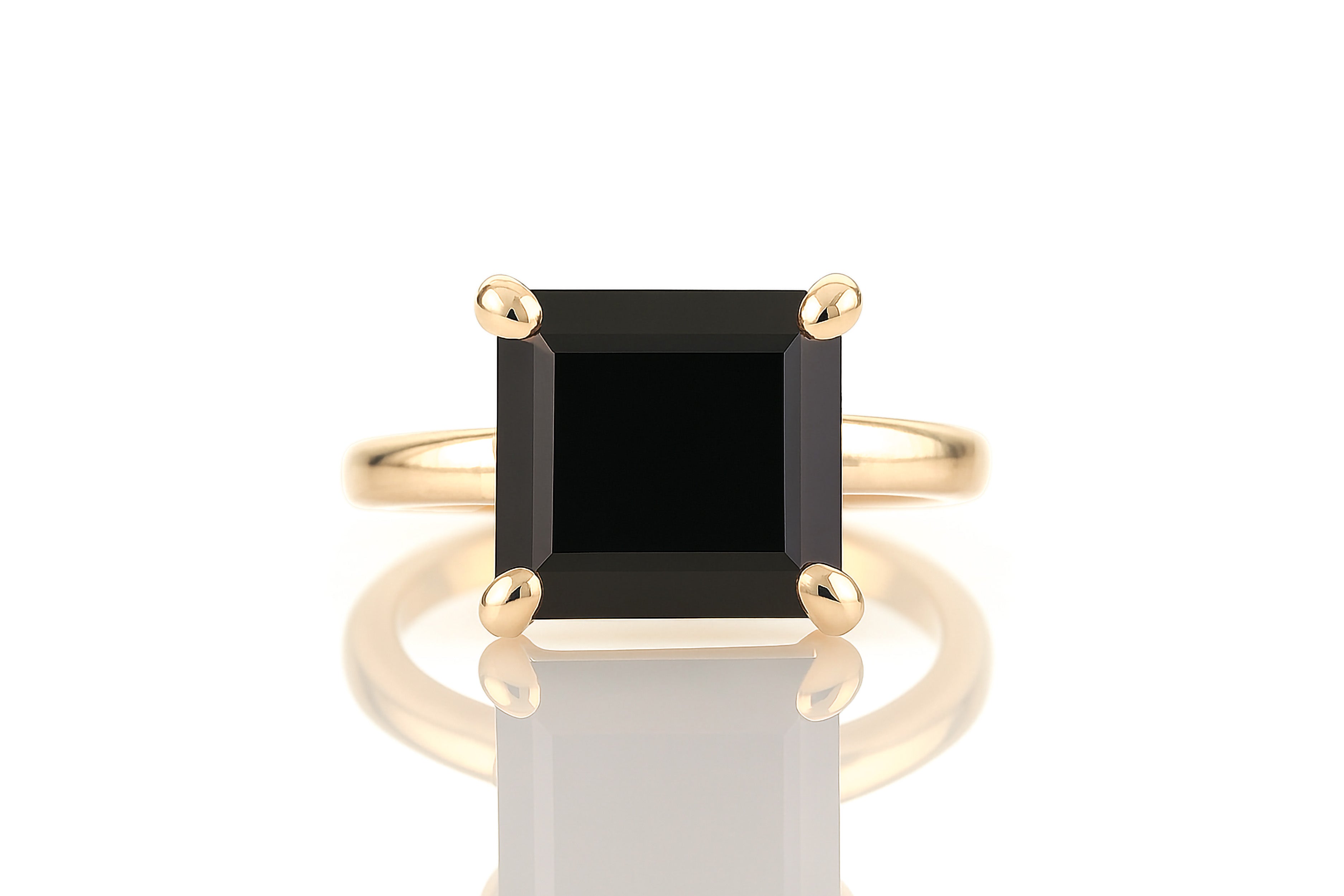 Black Onyx Ring in 14k Rose Gold Rings Anemone Unique