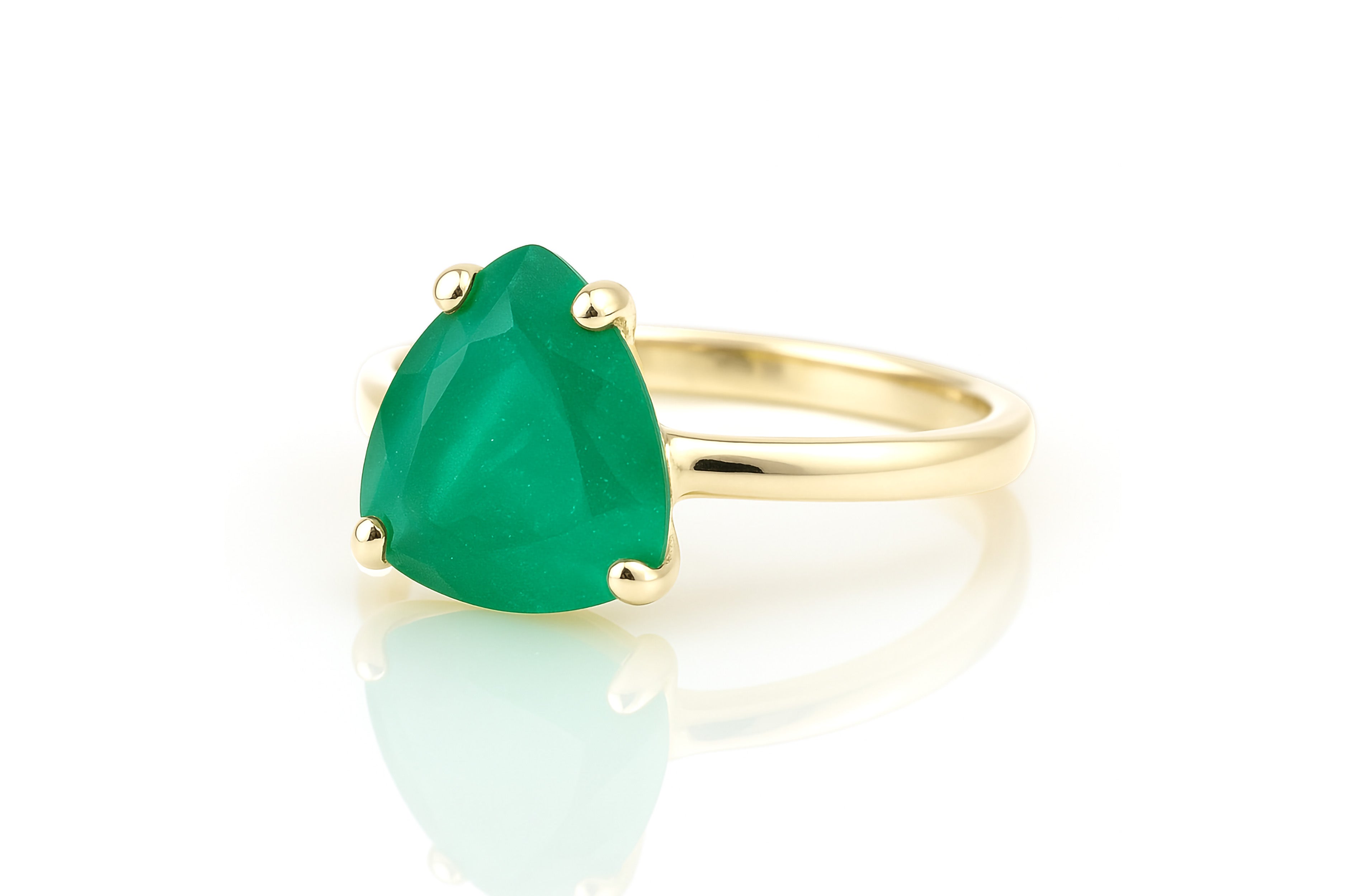 Green Onyx Gold Ring Rings Anemone Unique