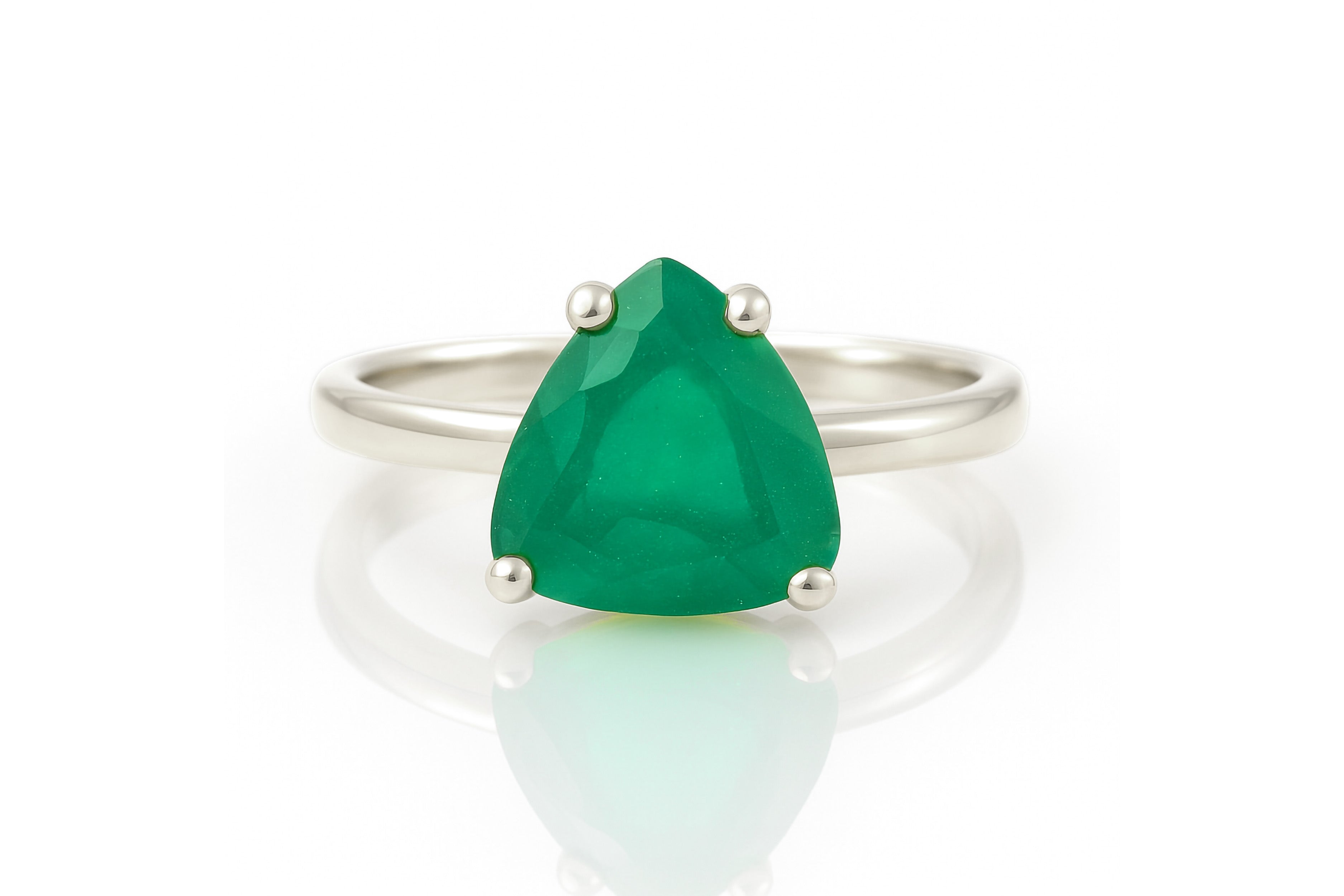 Green Onyx in Sterling Silver Ring Rings Anemone Unique