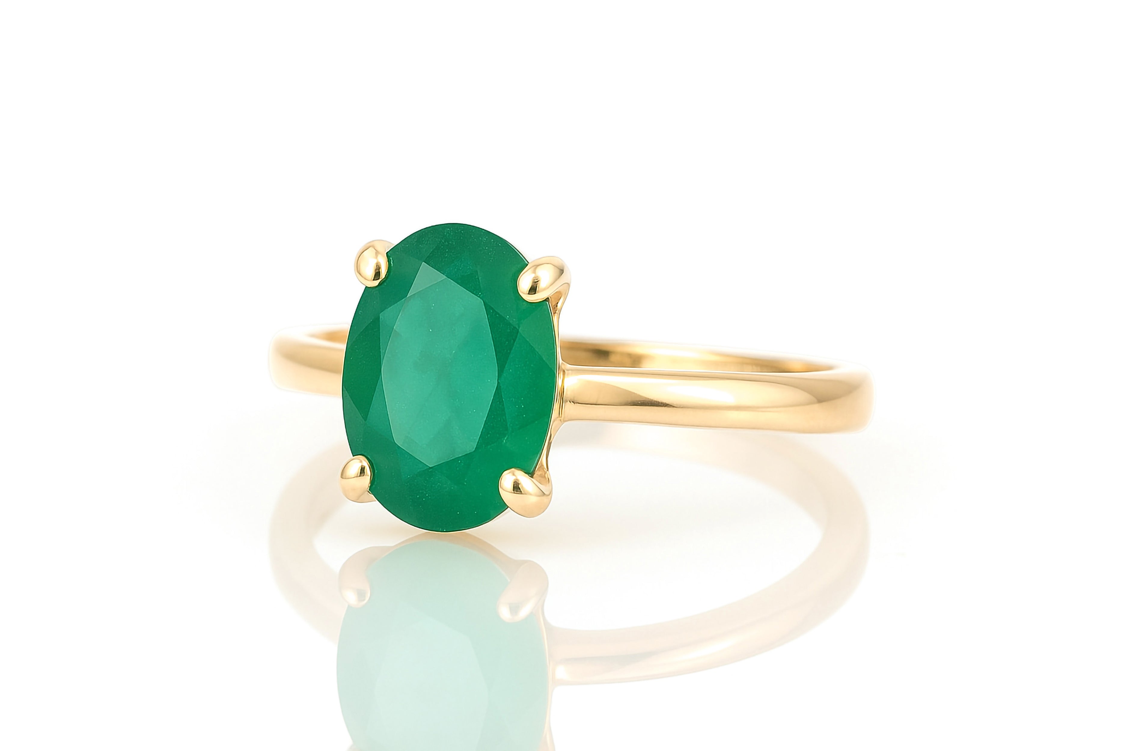 Oval Green Onyx Gold Filled Ring Rings Anemone Unique