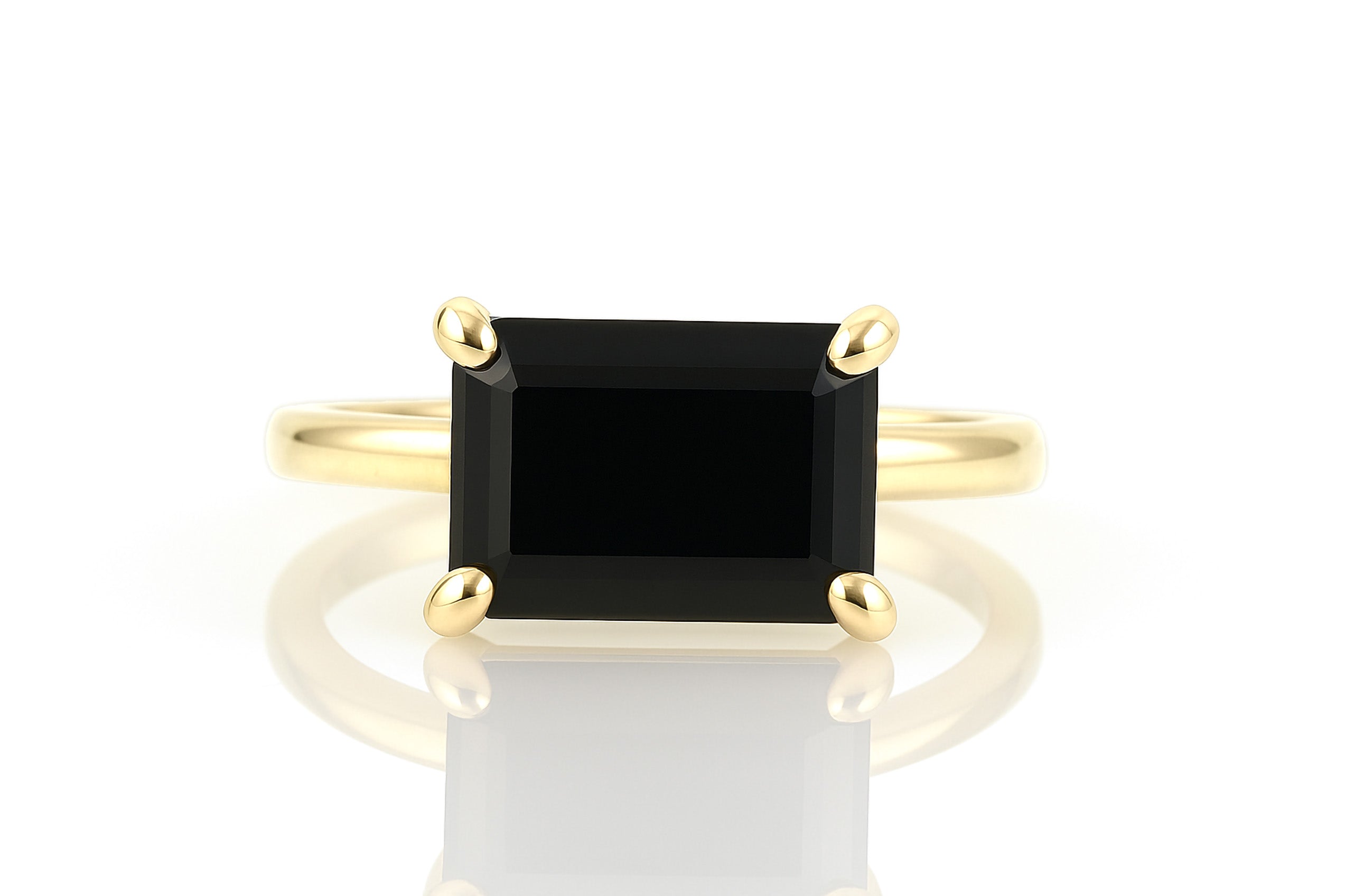 Rectangle Black Onyx Ring in Gold Rings Anemone Unique