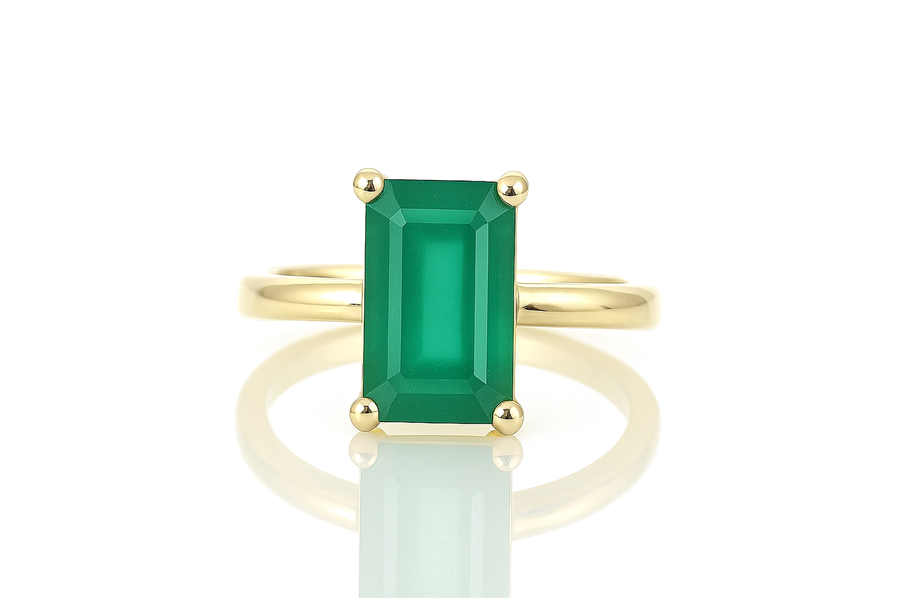 Green Onyx Gold Filled Ring Rings Anemone Unique