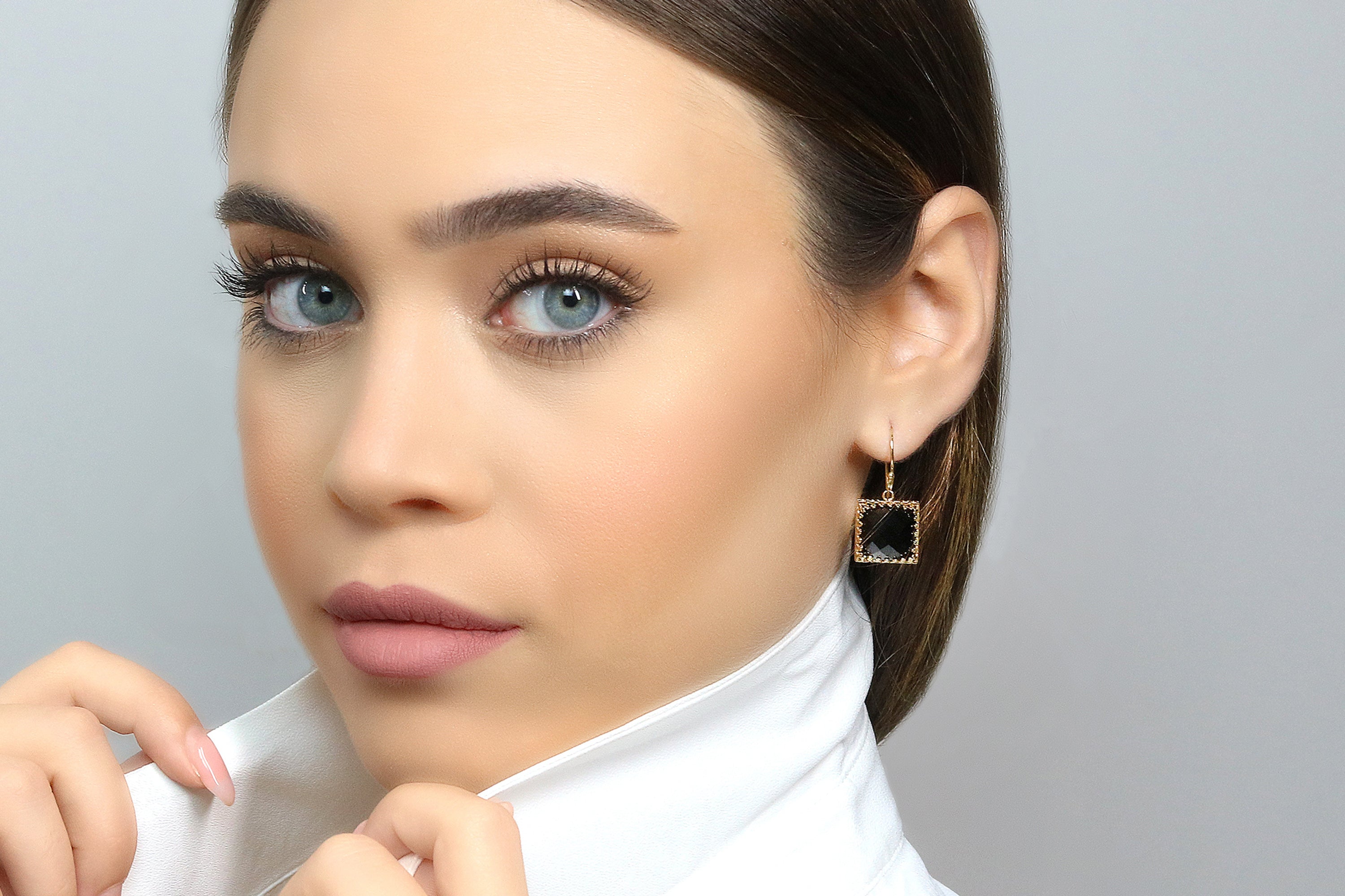 Black Onyx Earrings in 14k Gold Filling Earrings Anemone Jewelry