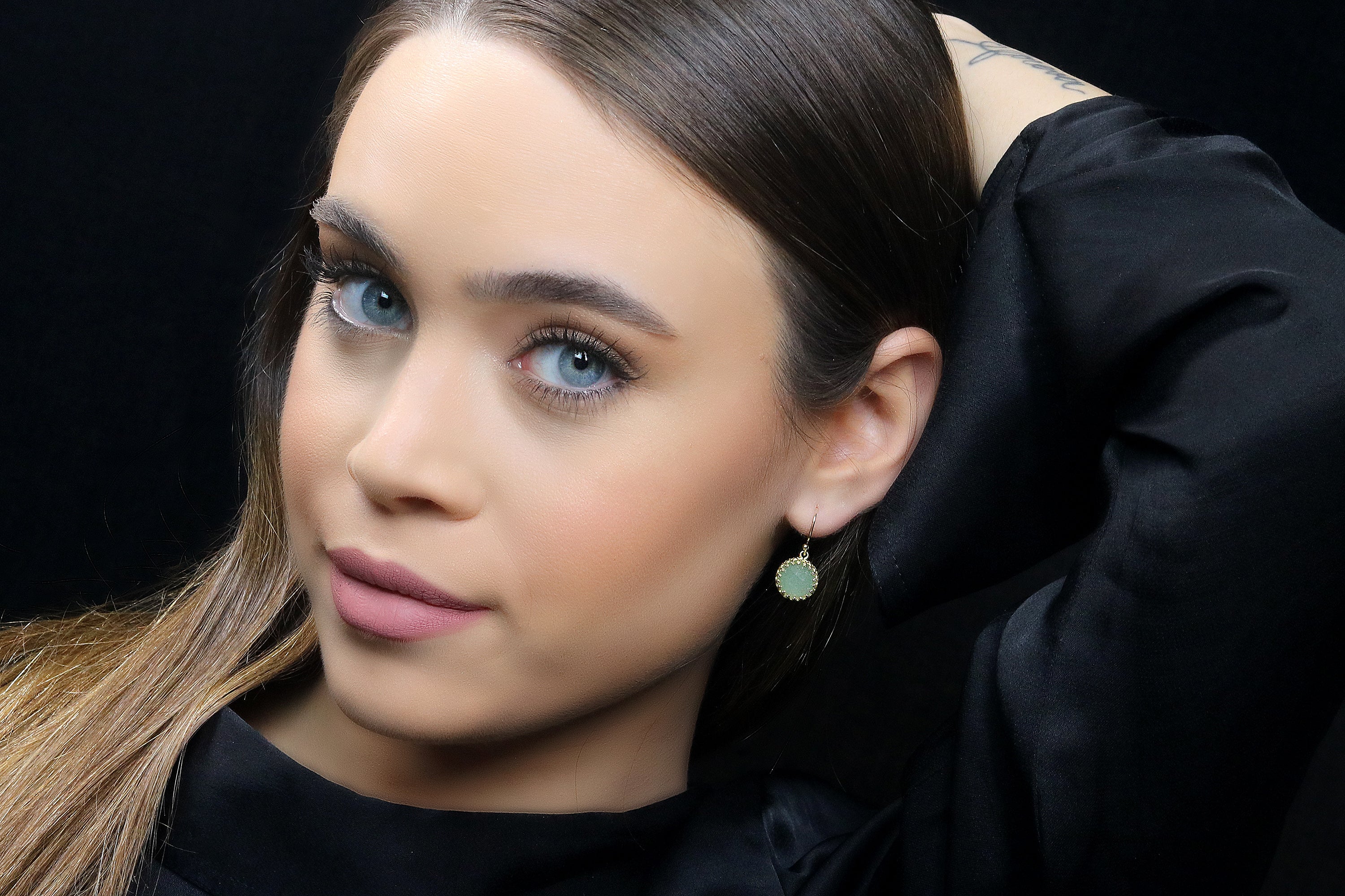 Green Aventurine Dainty Gold Earrings Earrings Anemone Jewelry