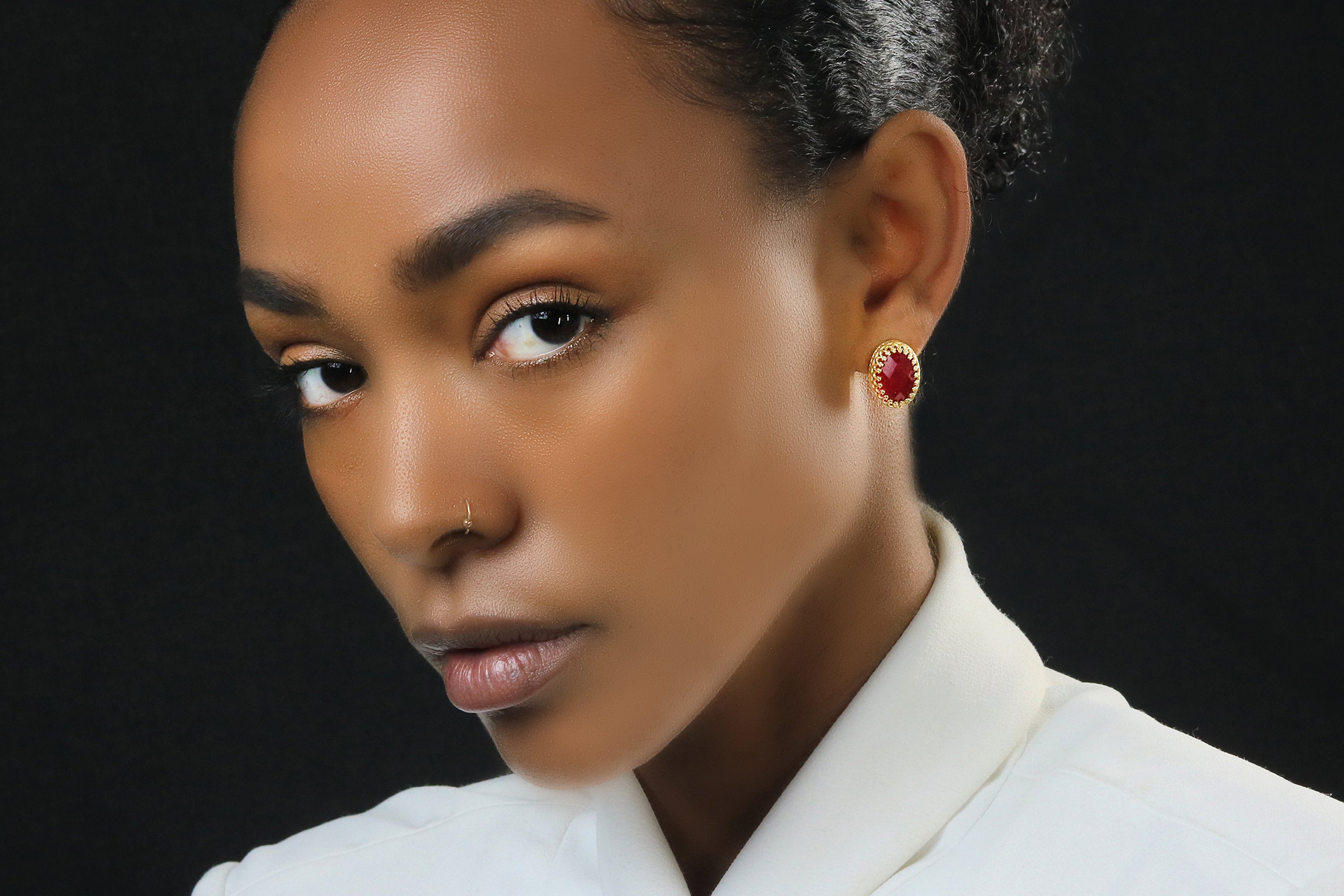 Red Jade Earrings for Women in 14k Gold Filling - Artisan Oval Stone Earrings, 40th Anniversary Gifts, Everyday Jewelry Earrings Anemone Jewelry