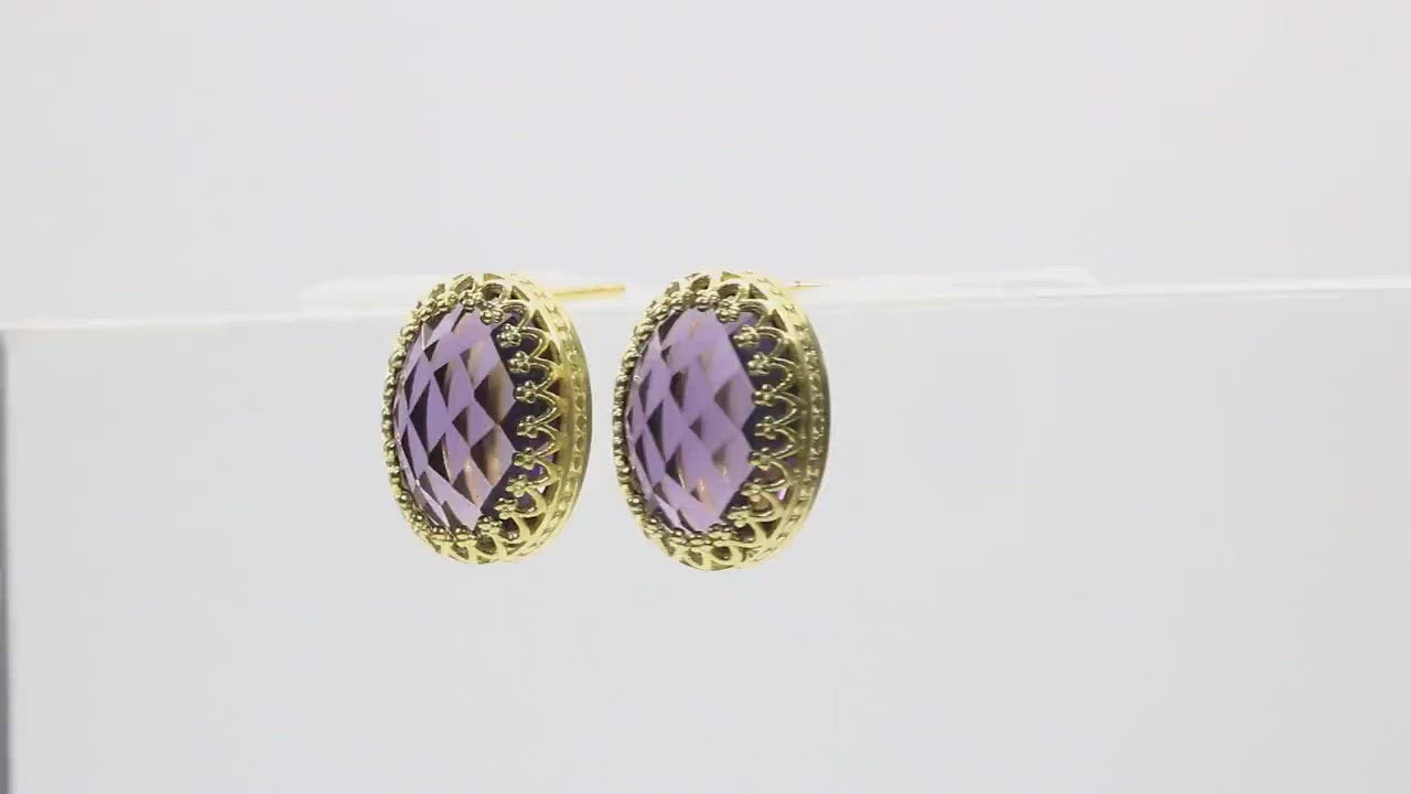 Oval Amethyst Earrings in 14k Gold Filled Dangles Earrings Anemone Jewelry