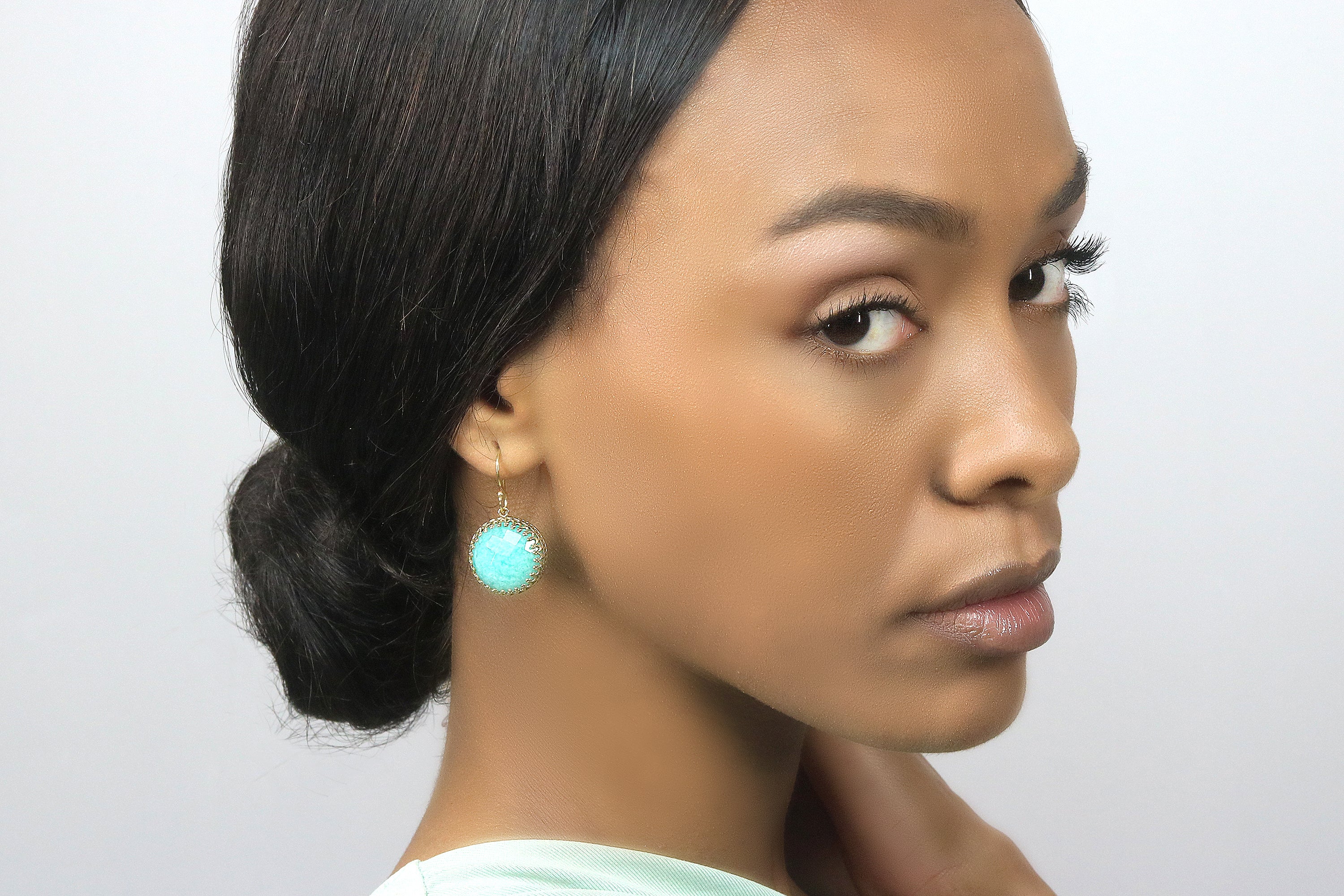 Amazing Amazonite Gold Statement Earrings Earrings Anemone Jewelry