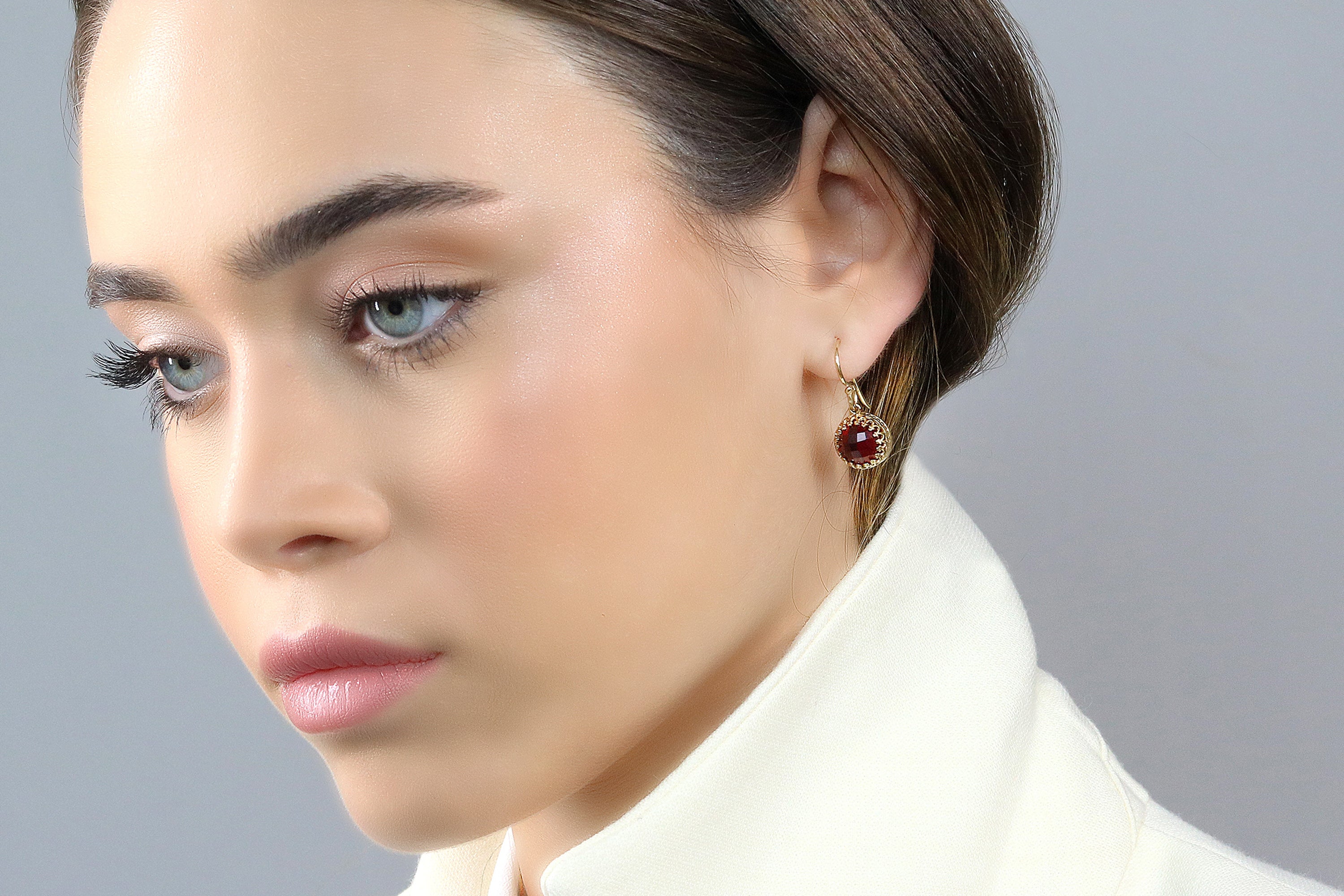 Delicate Gold Garnet Earrings Earrings Anemone Jewelry