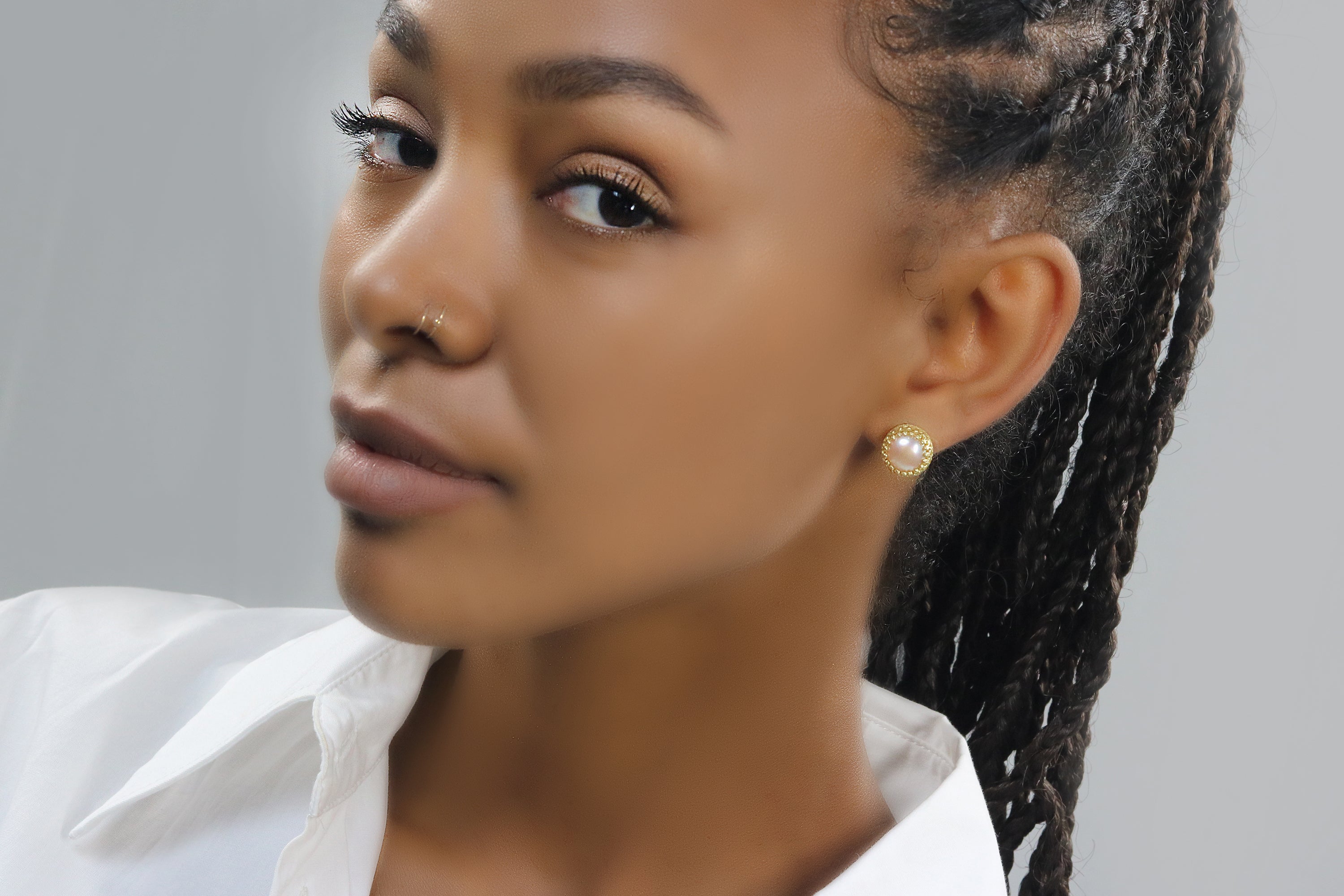 Silver Pink Pearl Stud Earrings Earrings Anemone Jewelry