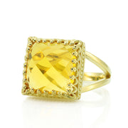10CT Citrine Ring in 14K Gold-filled Double Band