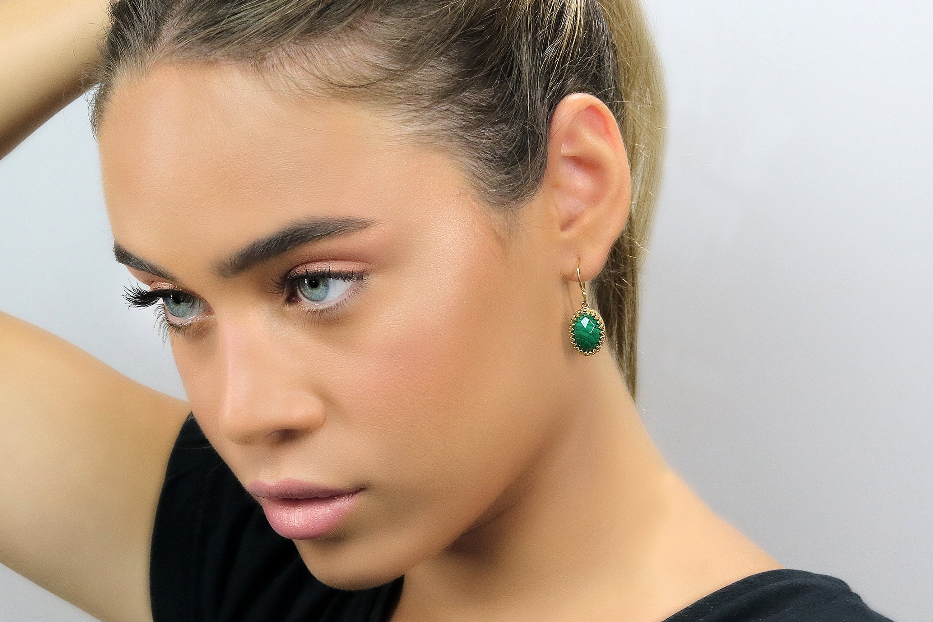 Fancy Malachite Gold Filled Earrings Earrings Anemone Jewelry