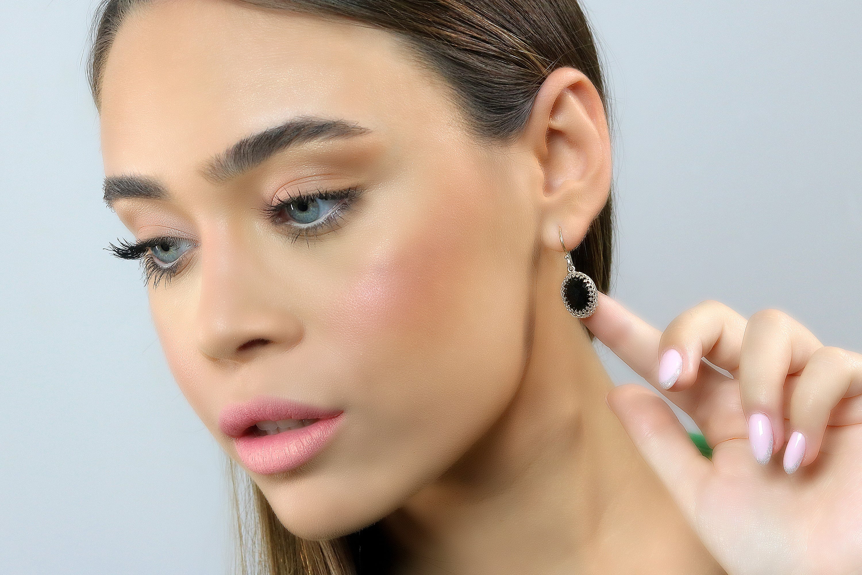 Bold Black Onyx Earrings in Gold Earrings Anemone Jewelry