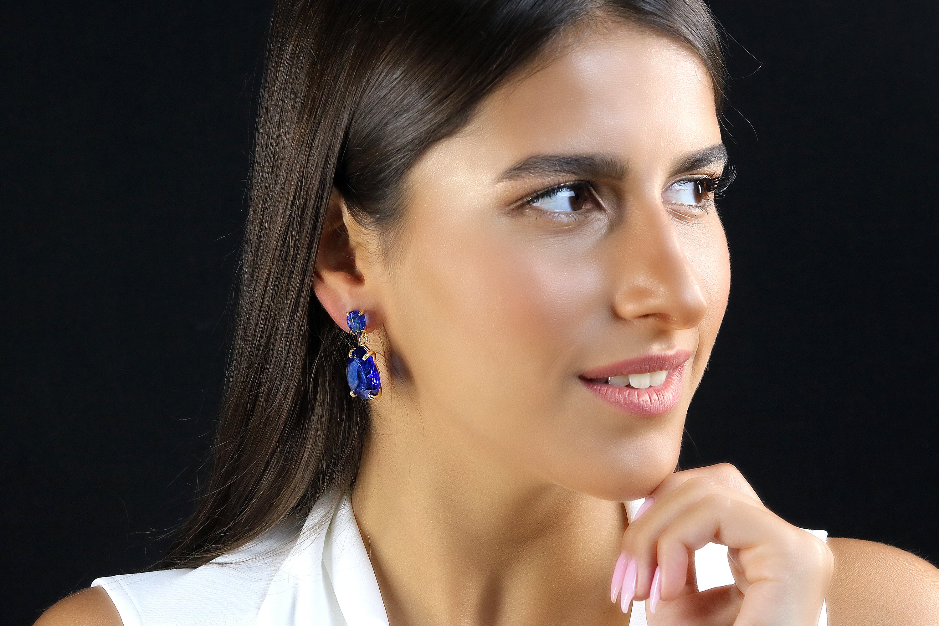 Double Blue Sapphire Earrings Earrings Anemone Jewelry