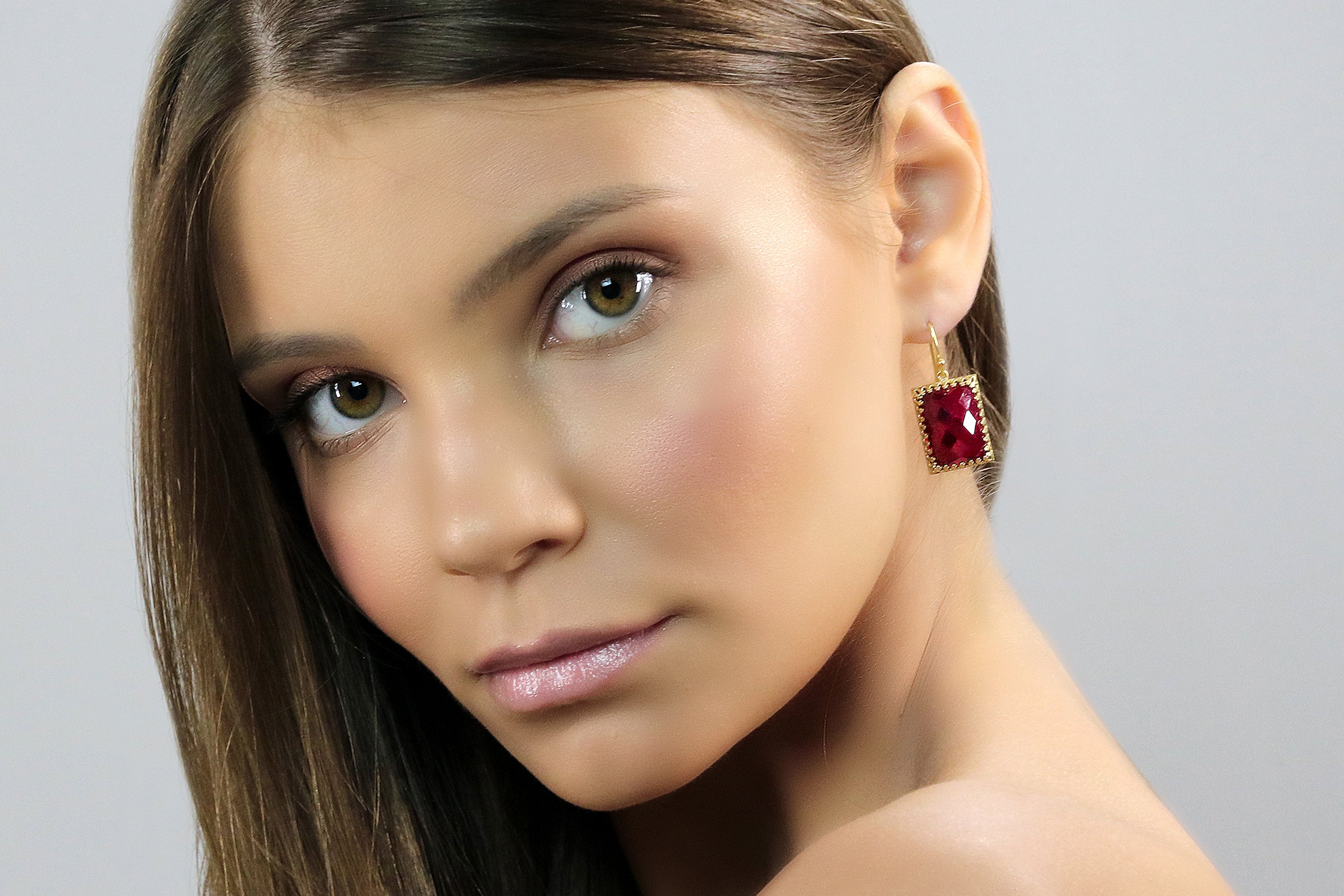 Red Garnet Gold Statement Earrings Earrings Anemone Jewelry