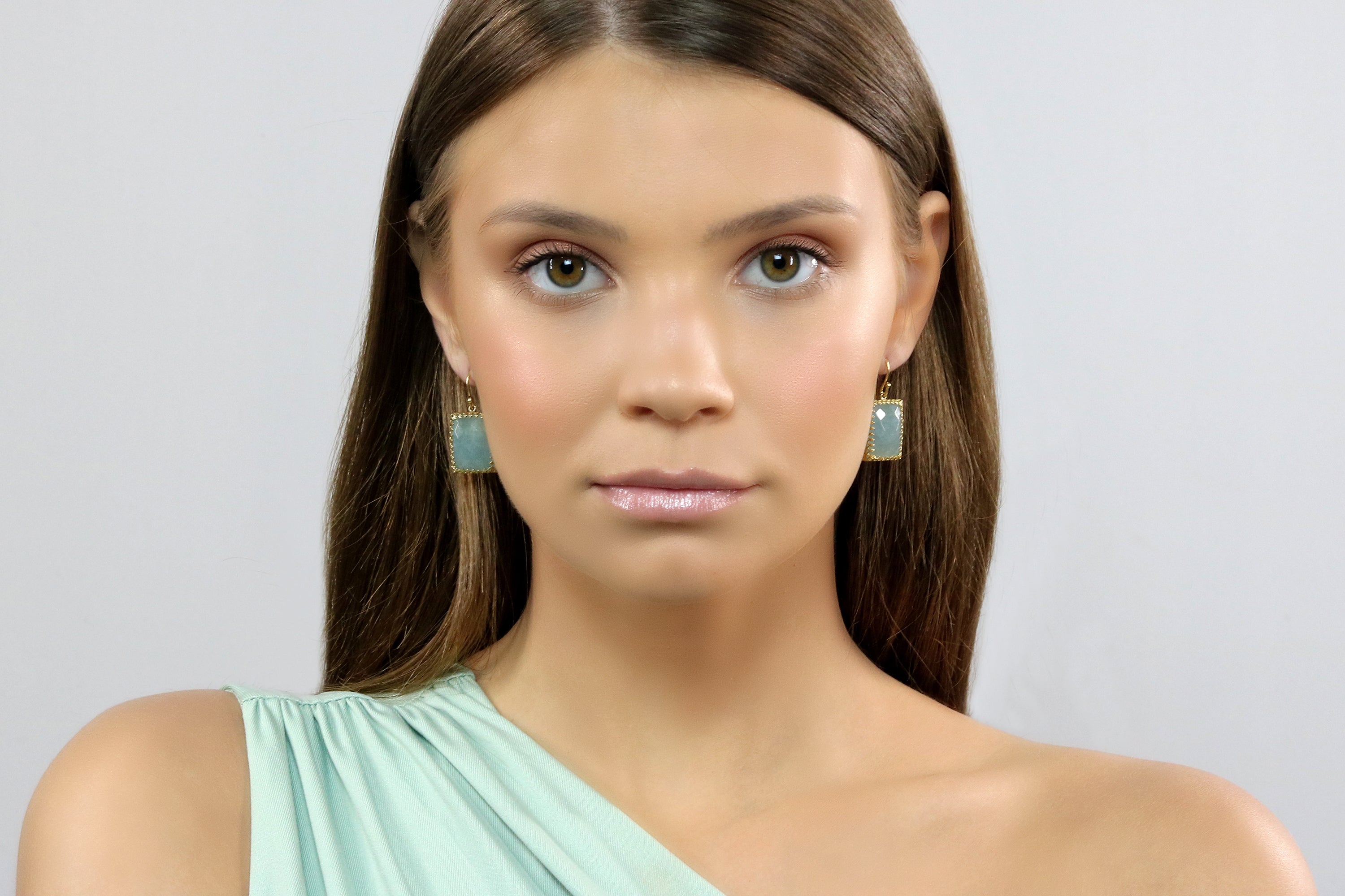 Large Dangle Aquamarine Gold Earrings Earrings Anemone Jewelry