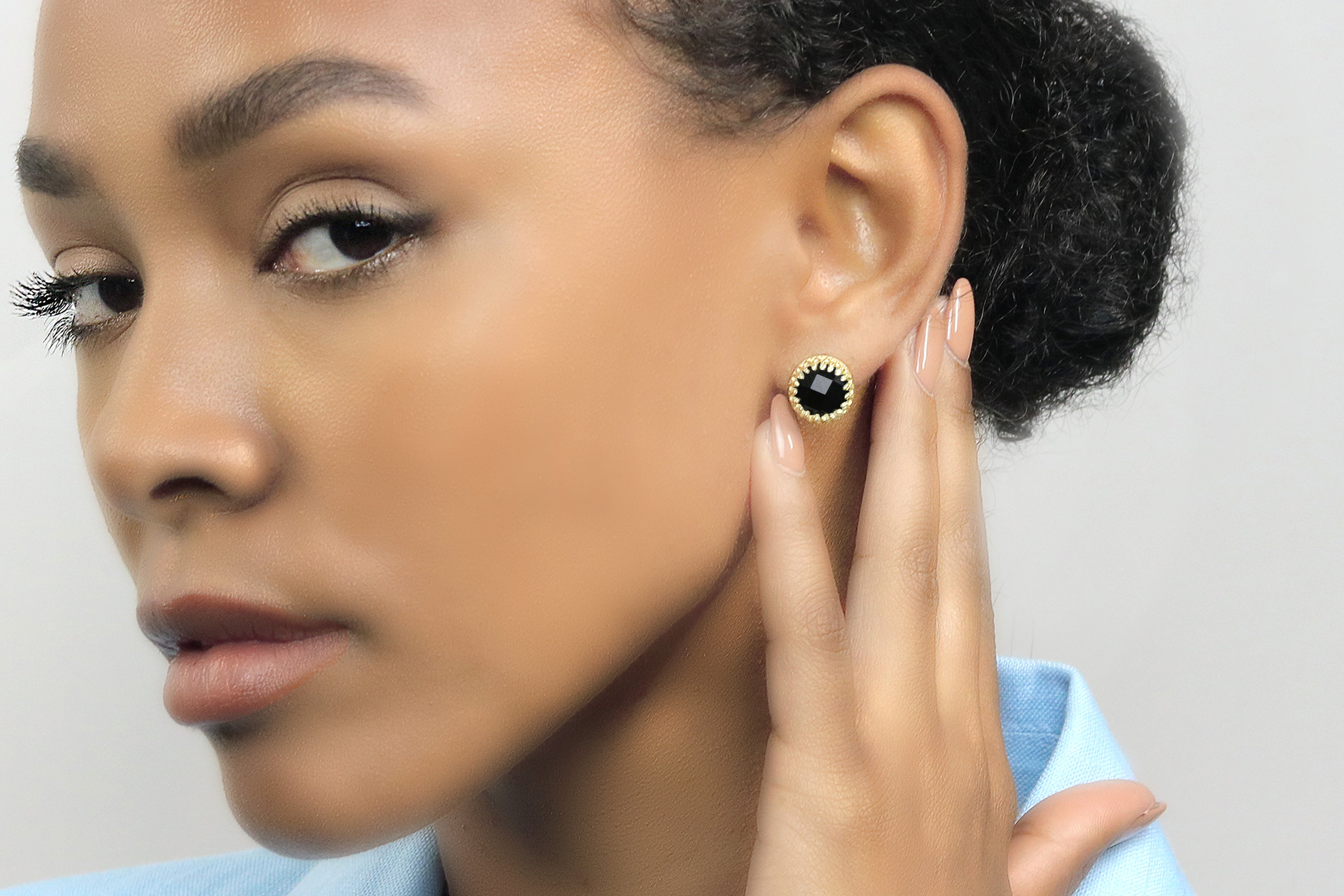 Charming Stylish Black Onyx Gold Earrings Earrings Anemone Jewelry