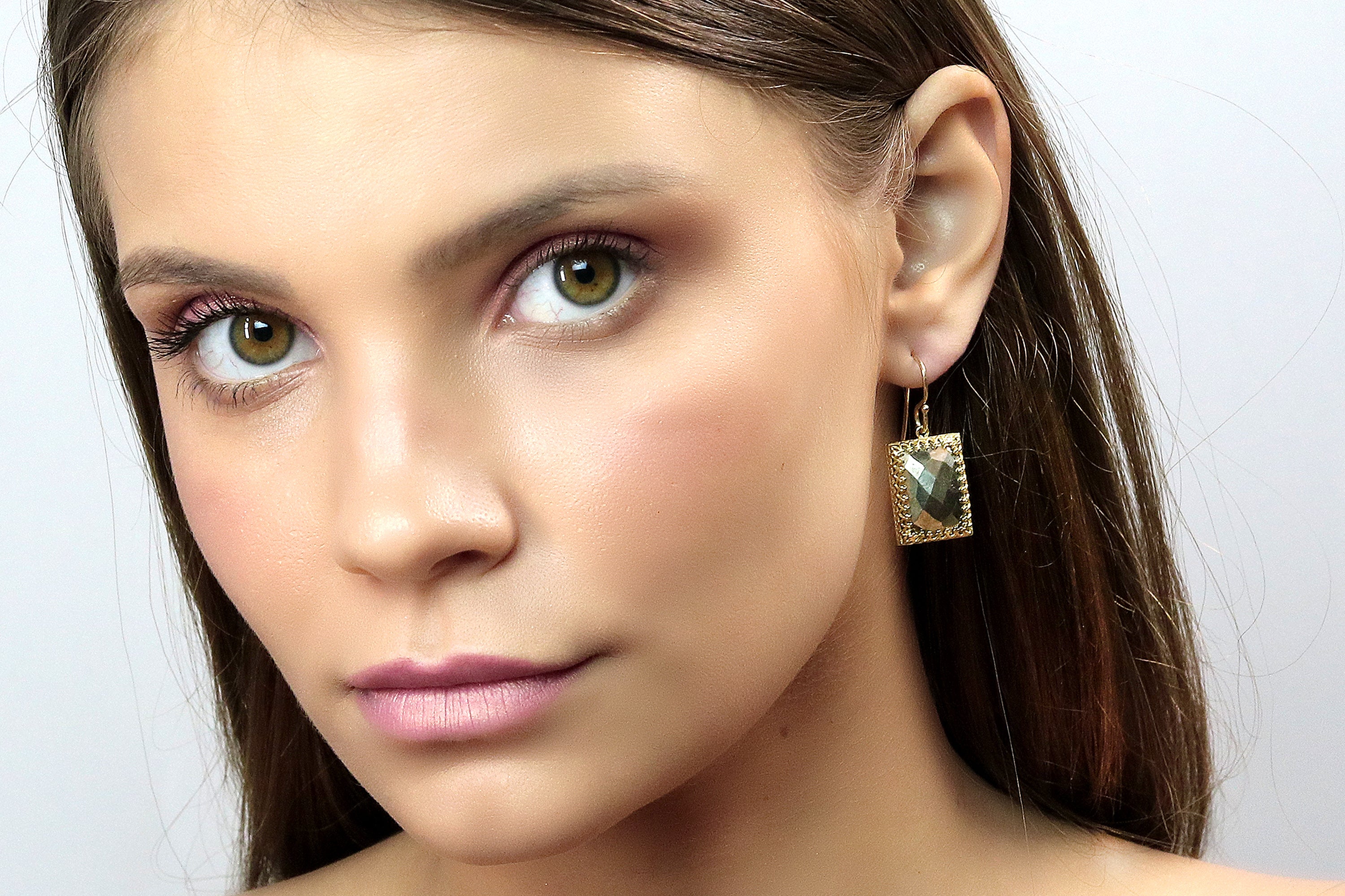 Long Pyrite Crystal Gold Earrings Earrings Anemone Jewelry