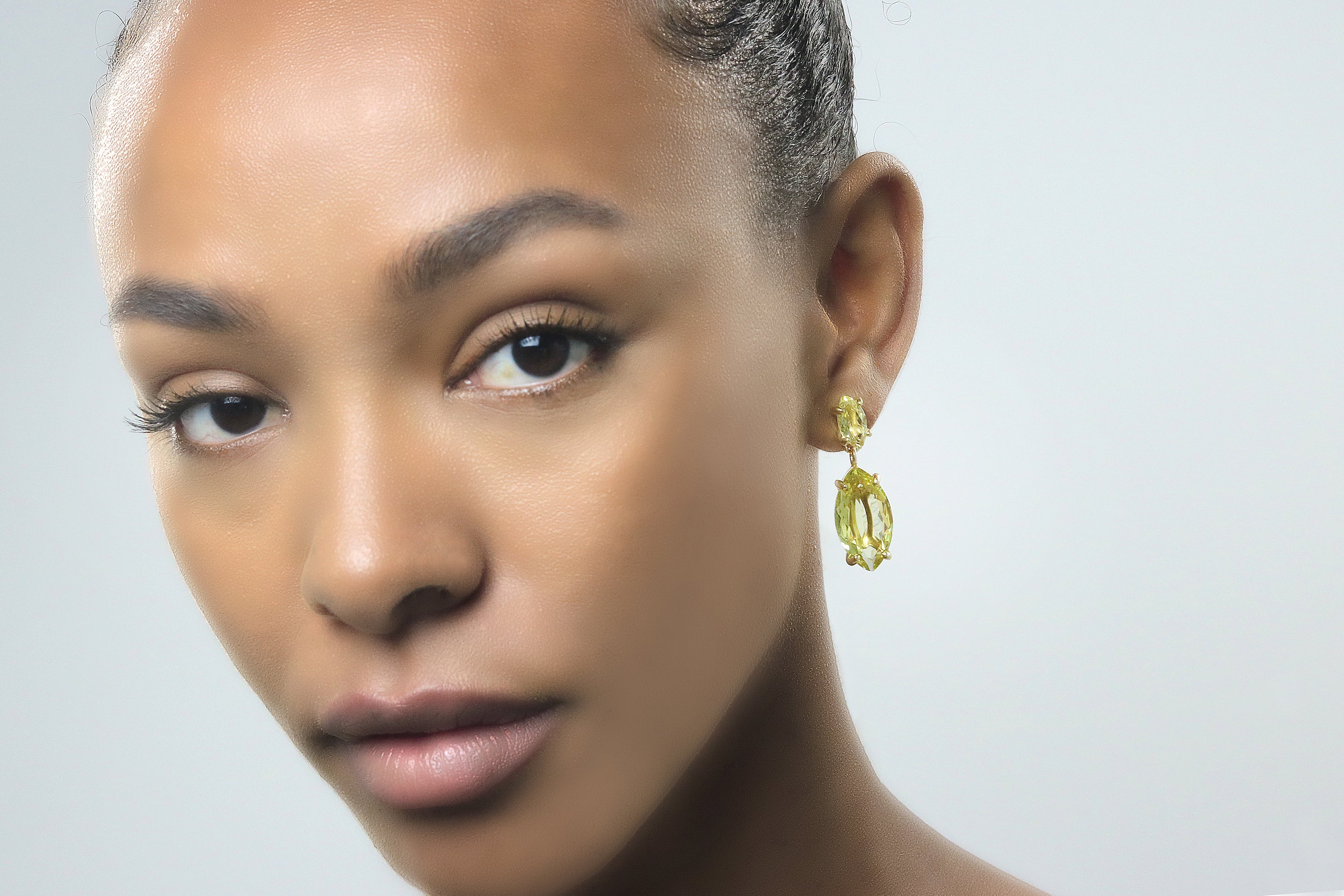 Bright Marquise Lemon Quartz Earrings in 14k Gold Earrings Anemone Jewelry