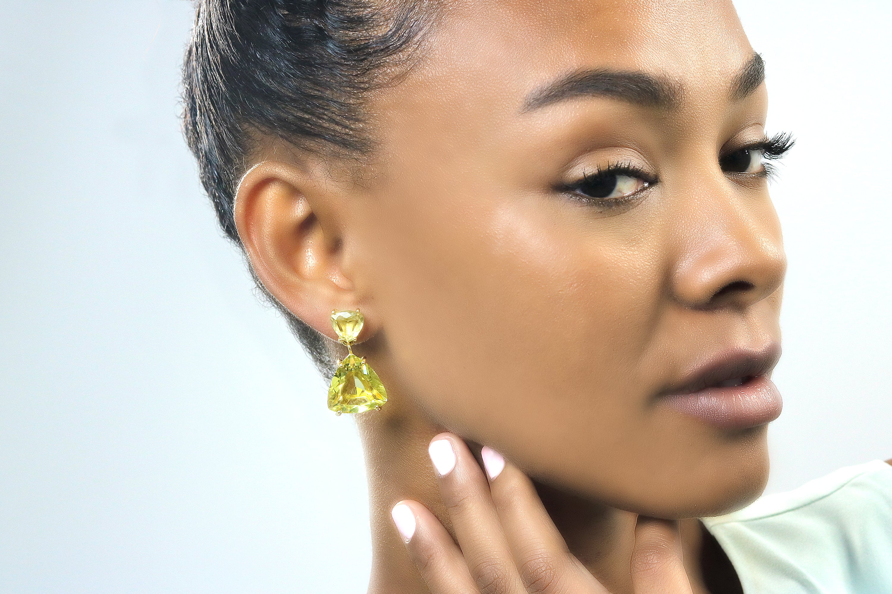 Bright Lemon Quartz Earrings in Gold Earrings Anemone Jewelry