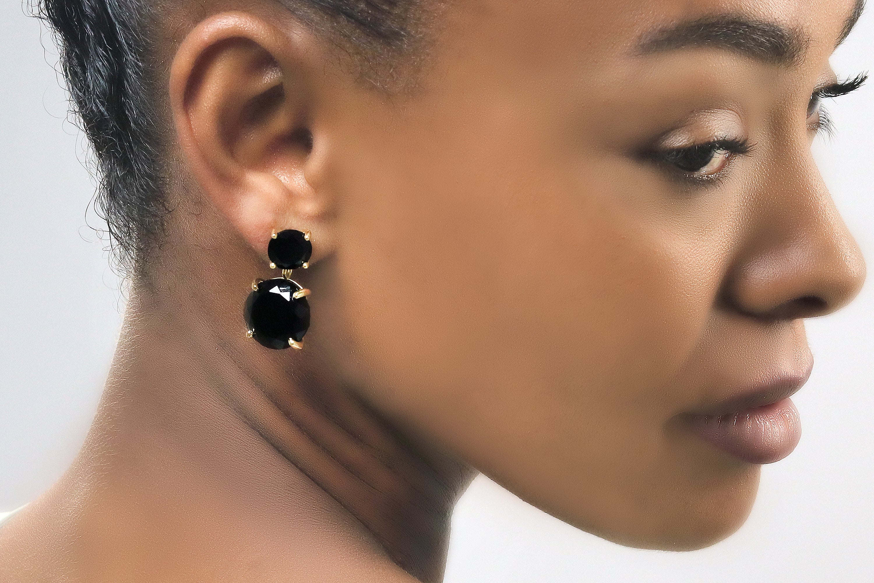 Two-stone Onyx Earrings in Gold Filled Band Earrings Anemone Jewelry