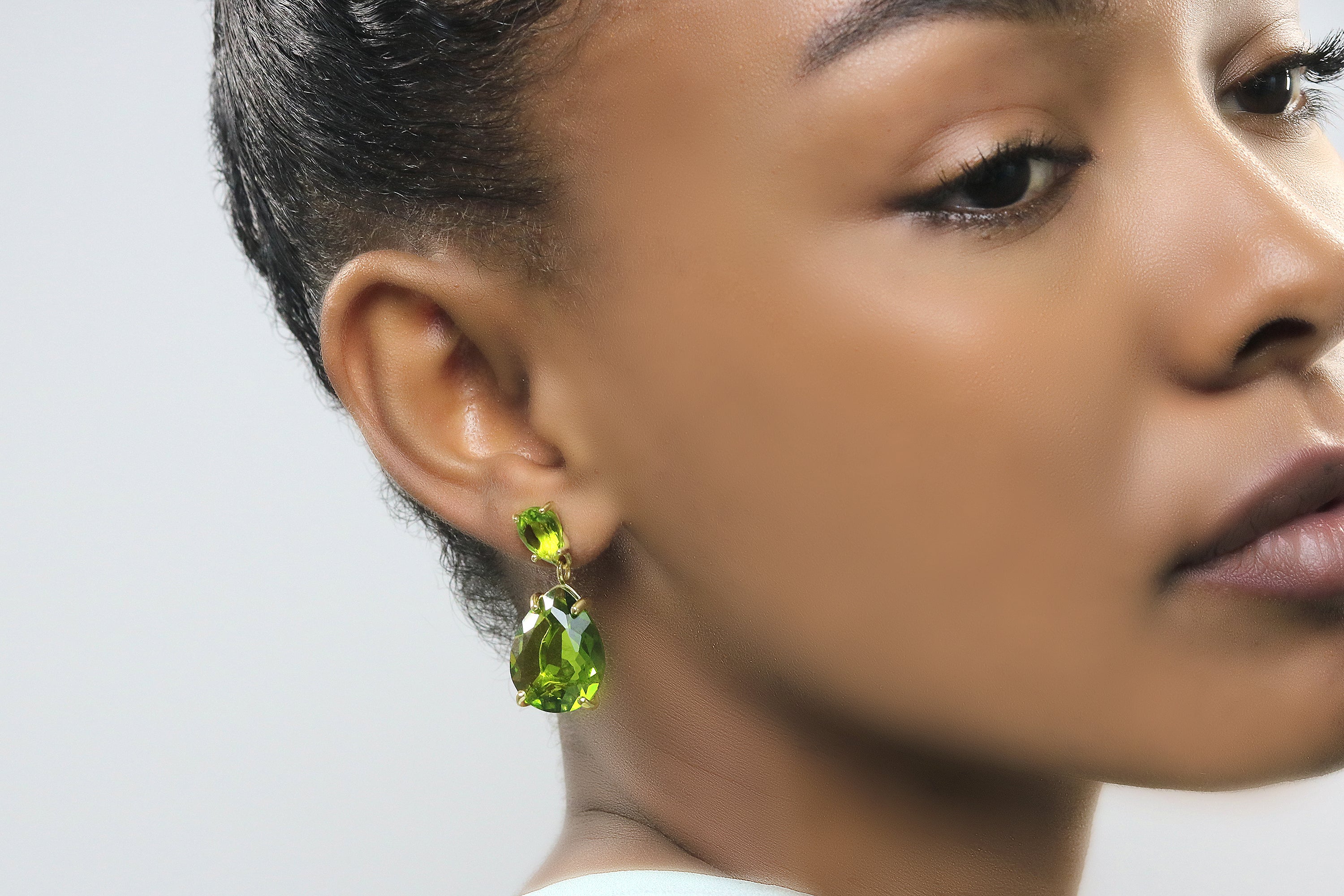 Double Pear Peridot Earrings Earrings Anemone Jewelry