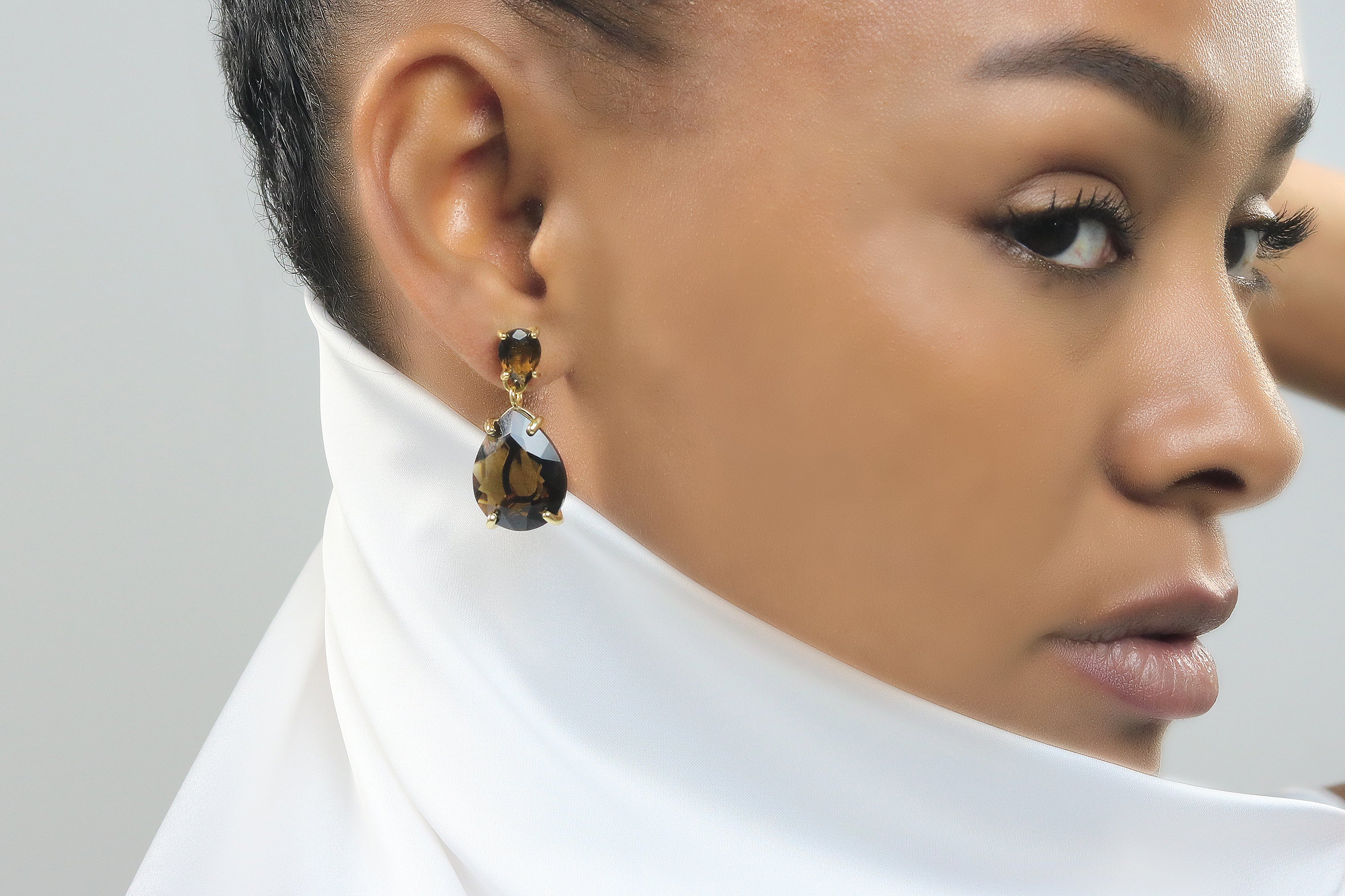 Pear Smoky Quartz Earrings Earrings Anemone Jewelry