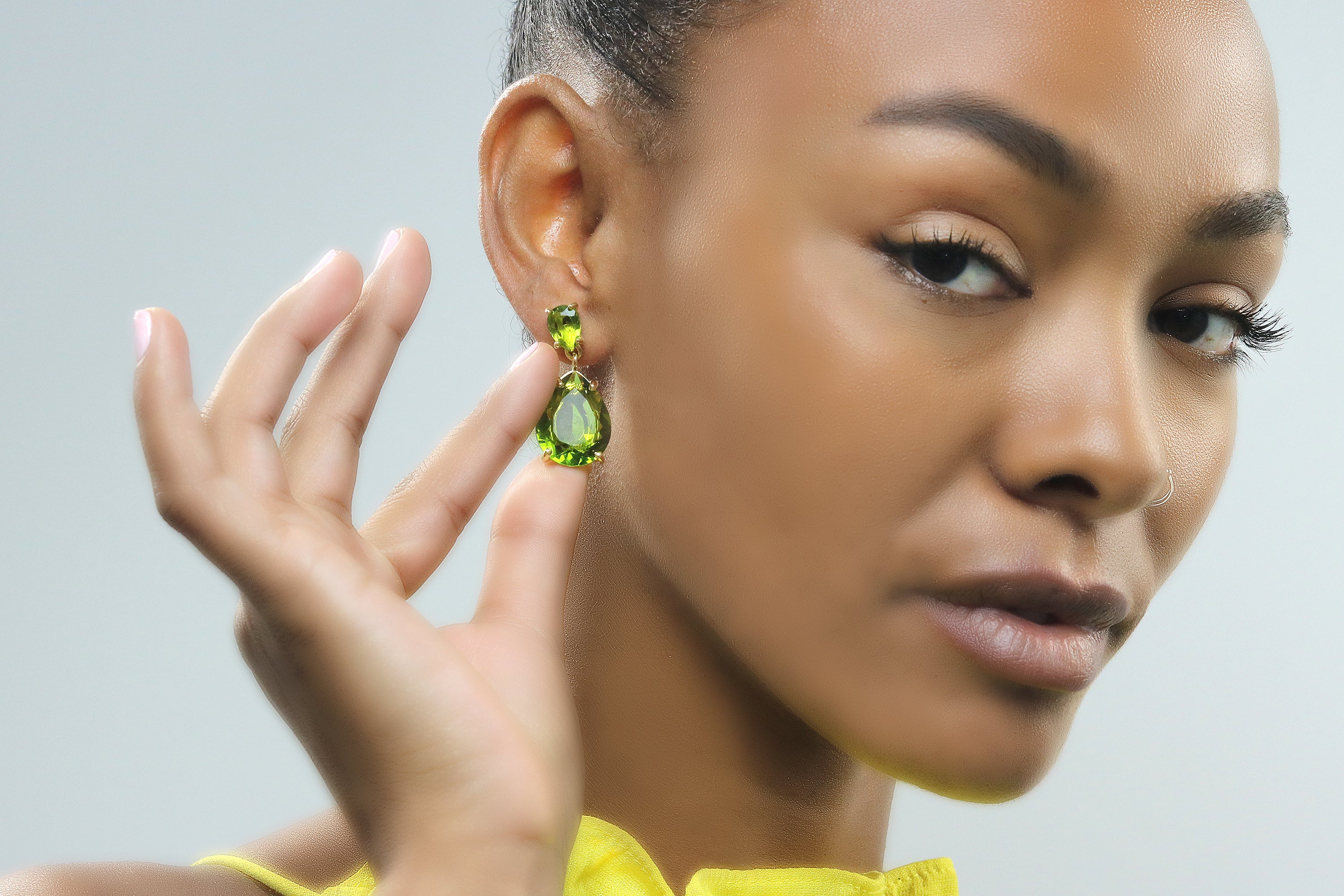 Double Pear Peridot Earrings Earrings Anemone Jewelry