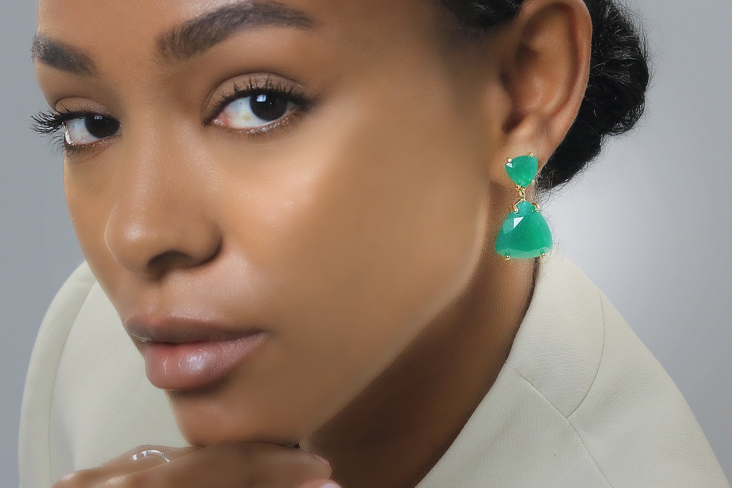 Fine Green Onyx Rose Gold Earrings Earrings Anemone Jewelry