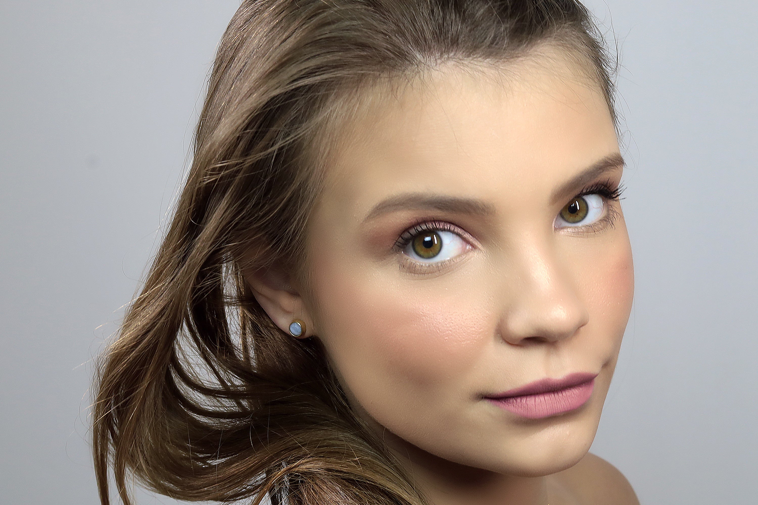 14k Solid Gold Blue Lace Agate Bezel Set Earrings Earrings Anemone Limited