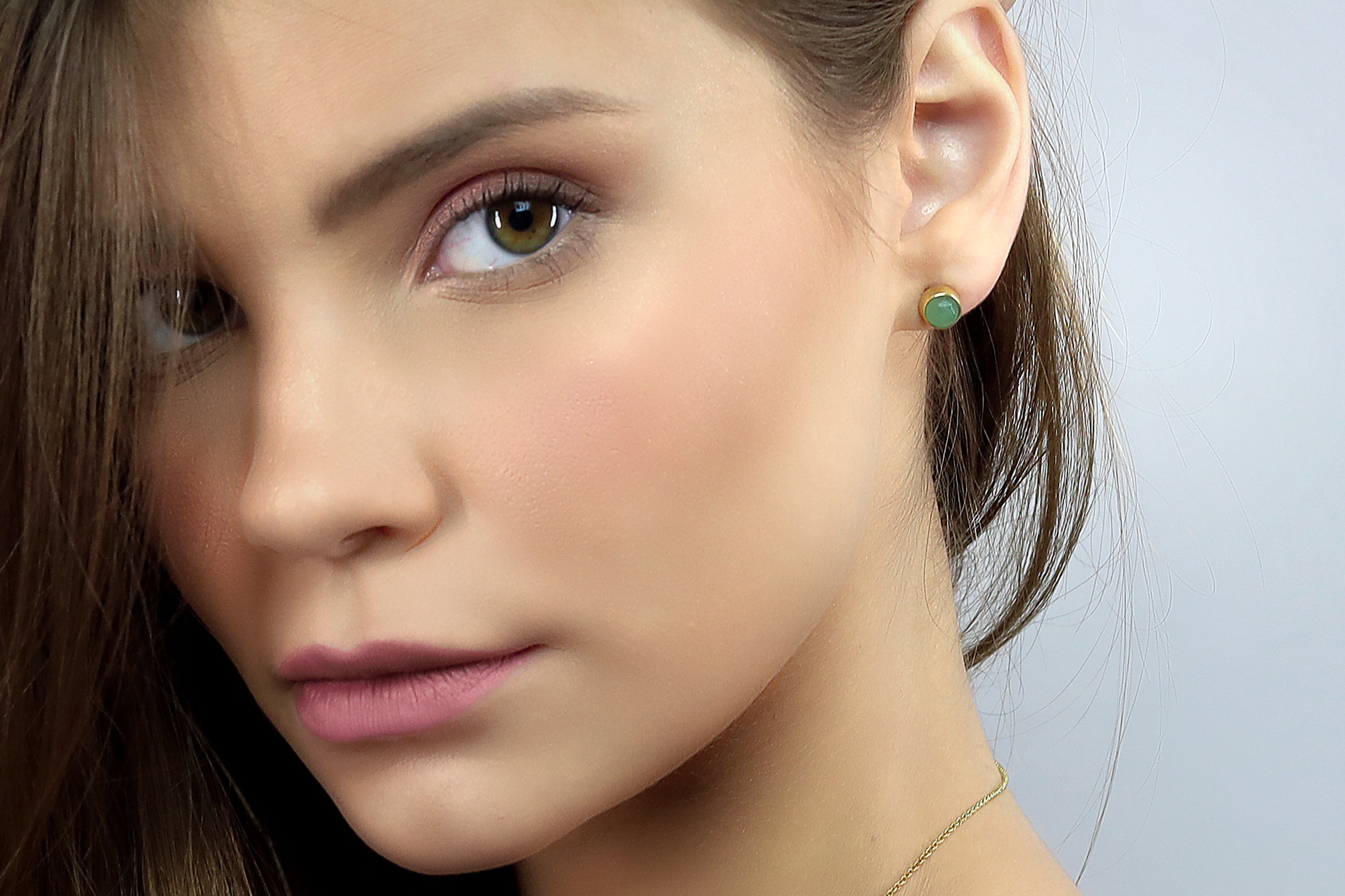 Bezel Set 14k Gold Green Aventurine Stud Earrings Earrings Anemone Limited