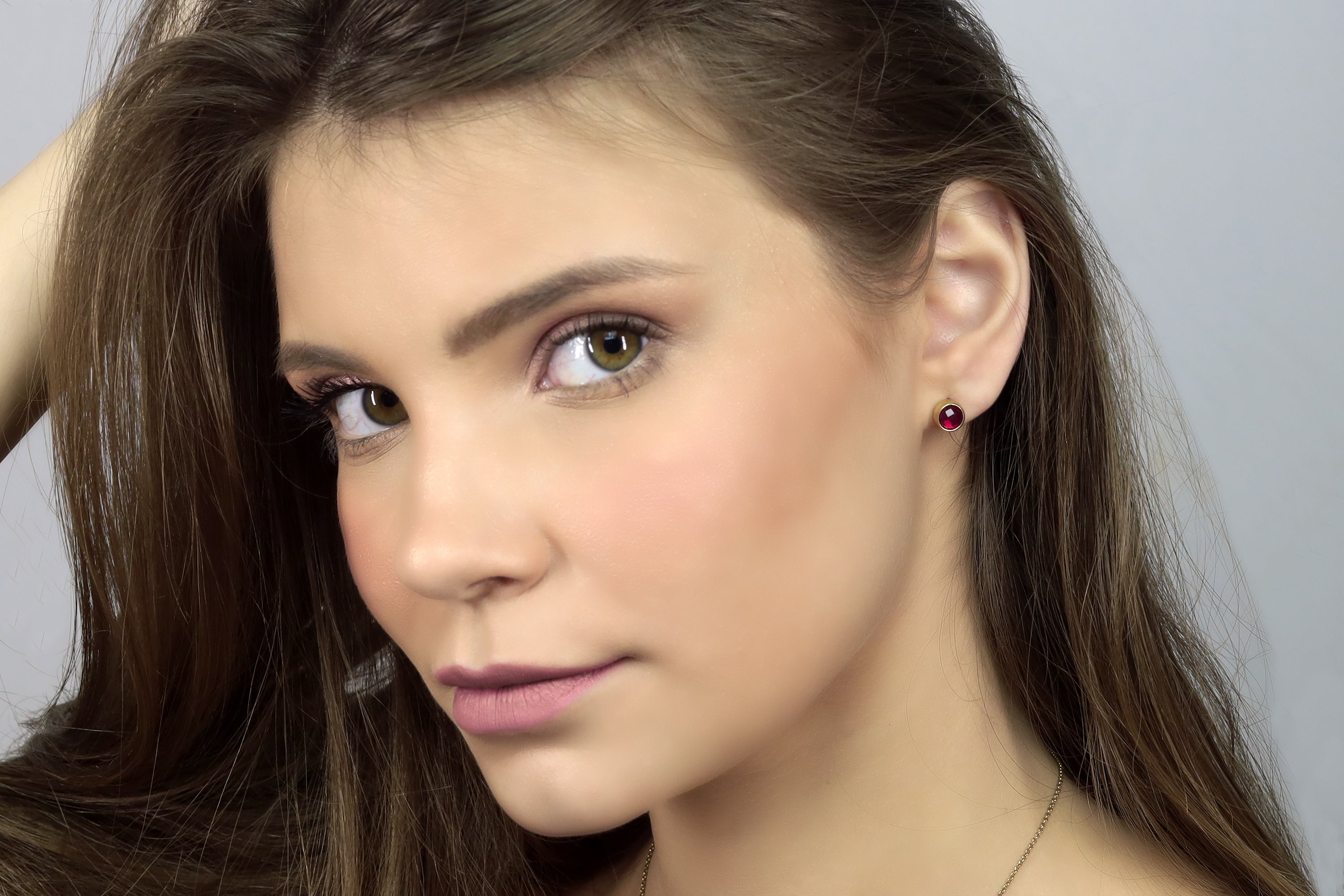 Minimalist Dainty Gold Ruby Stud Bezel Earrings Earrings Anemone Limited