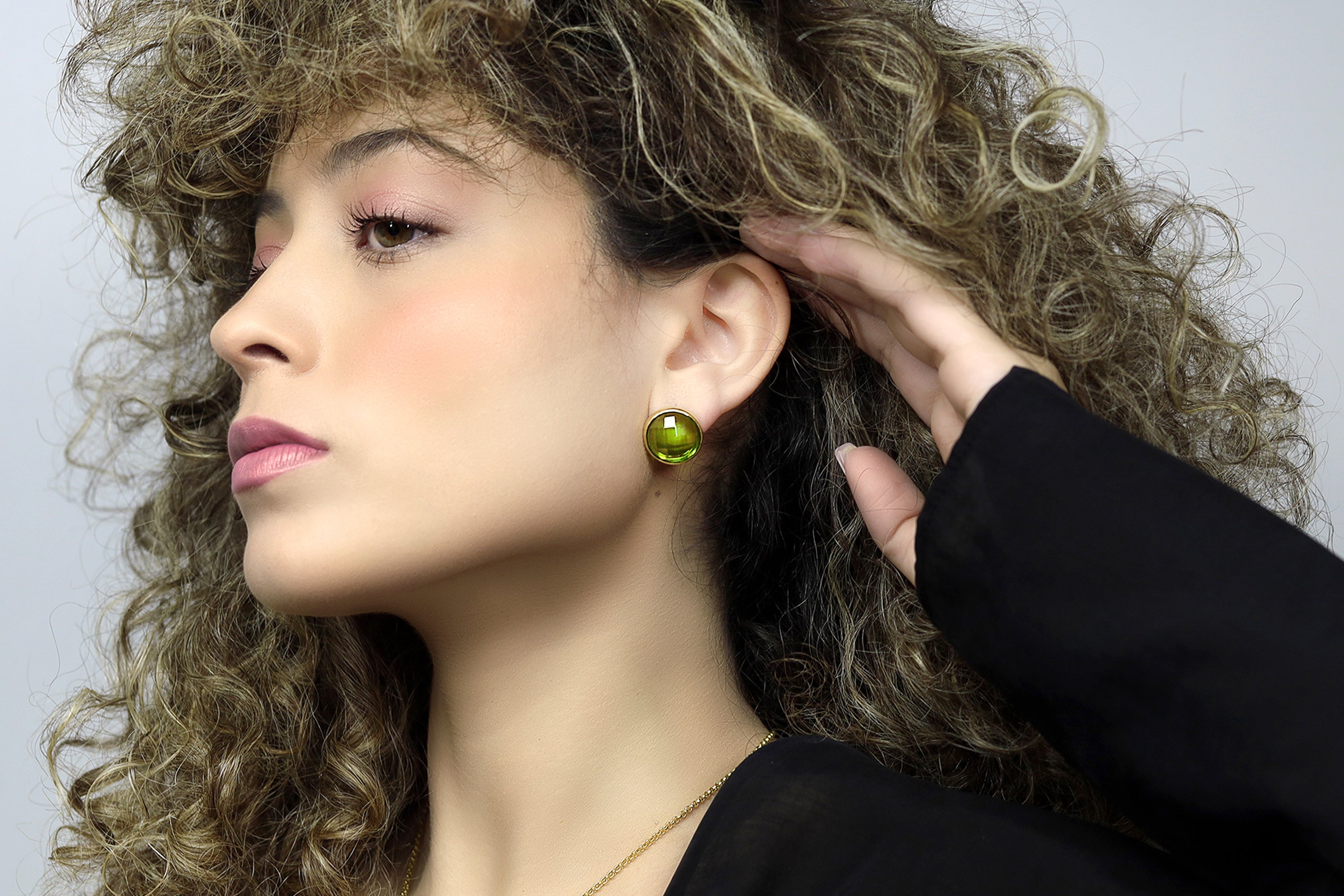 Round Gold Filled Peridot Bezel Set Earrings Earrings Anemone Limited