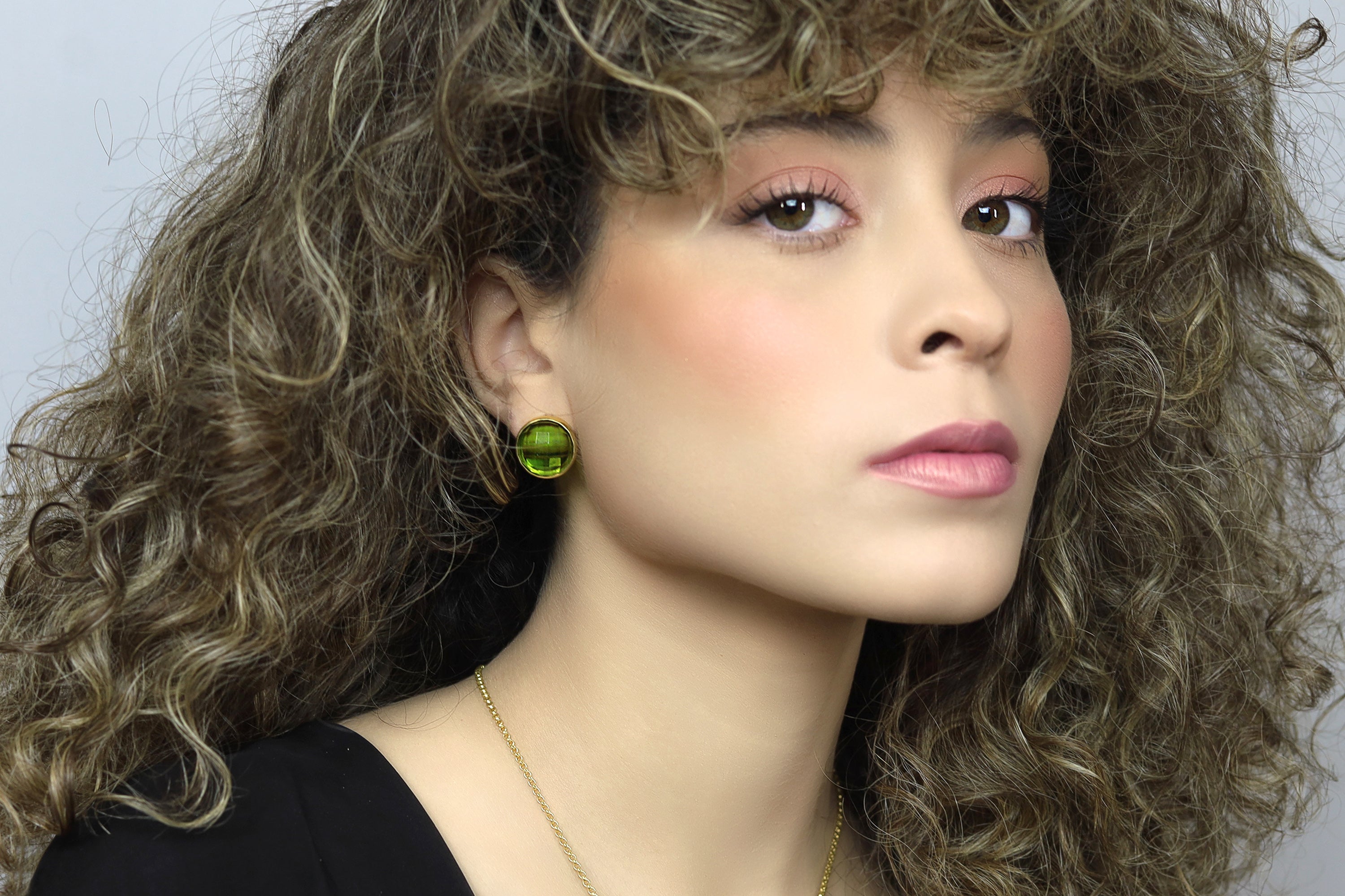 Round Gold Filled Peridot Bezel Set Earrings Earrings Anemone Limited