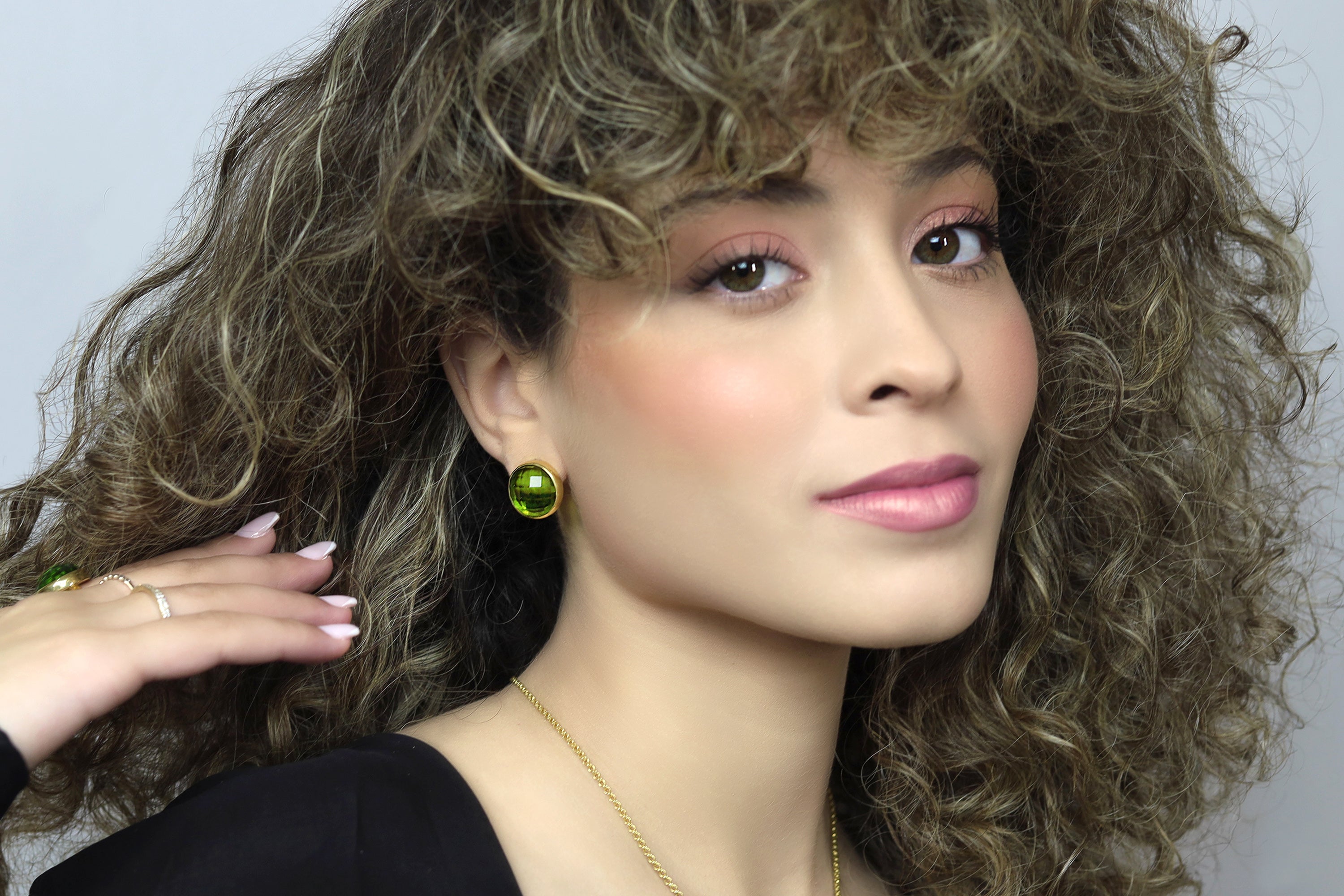 Round Gold Filled Peridot Bezel Set Earrings Earrings Anemone Limited