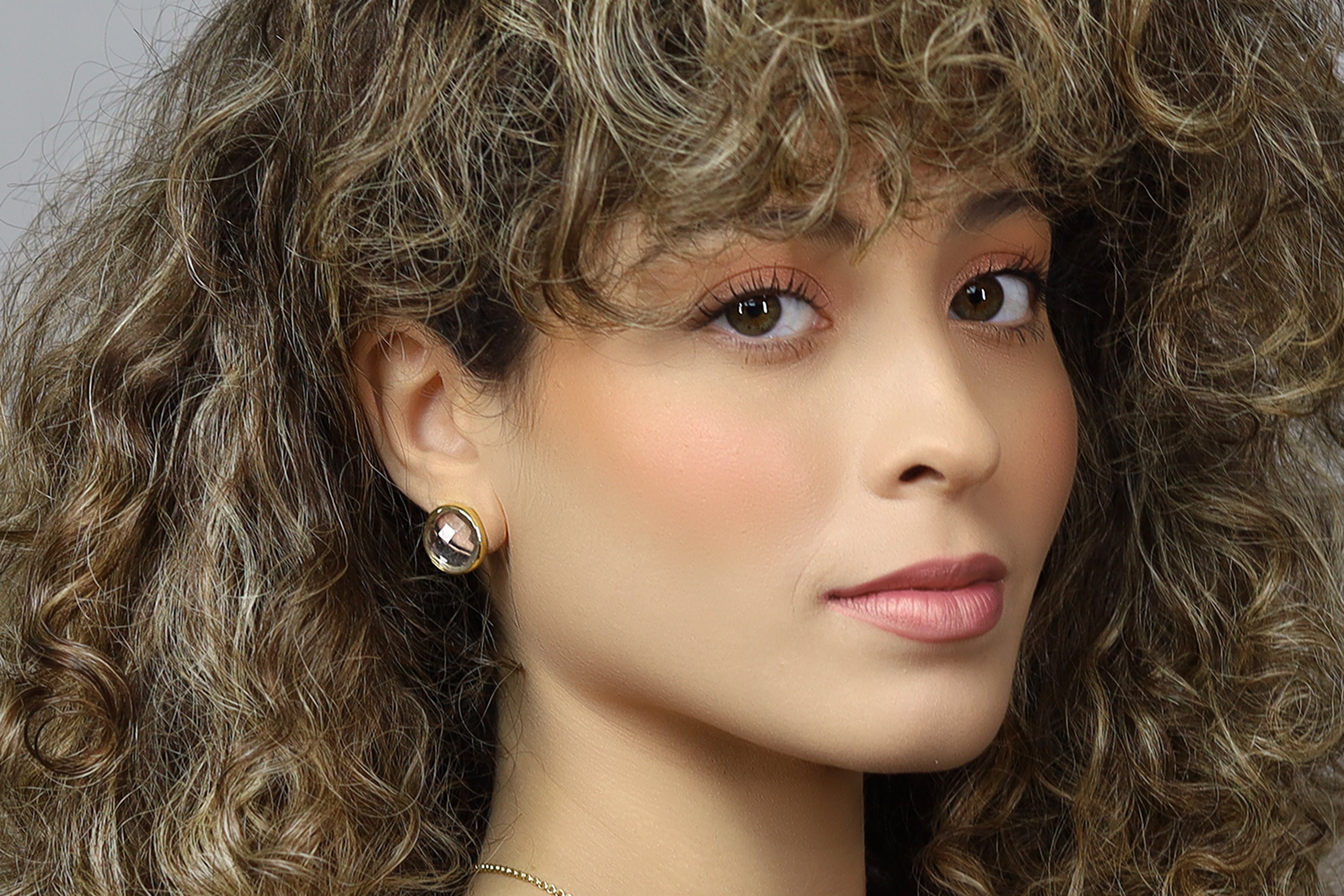 Gold Bezel Set Faceted Crystal Quartz Stud Earrings Earrings Anemone Limited