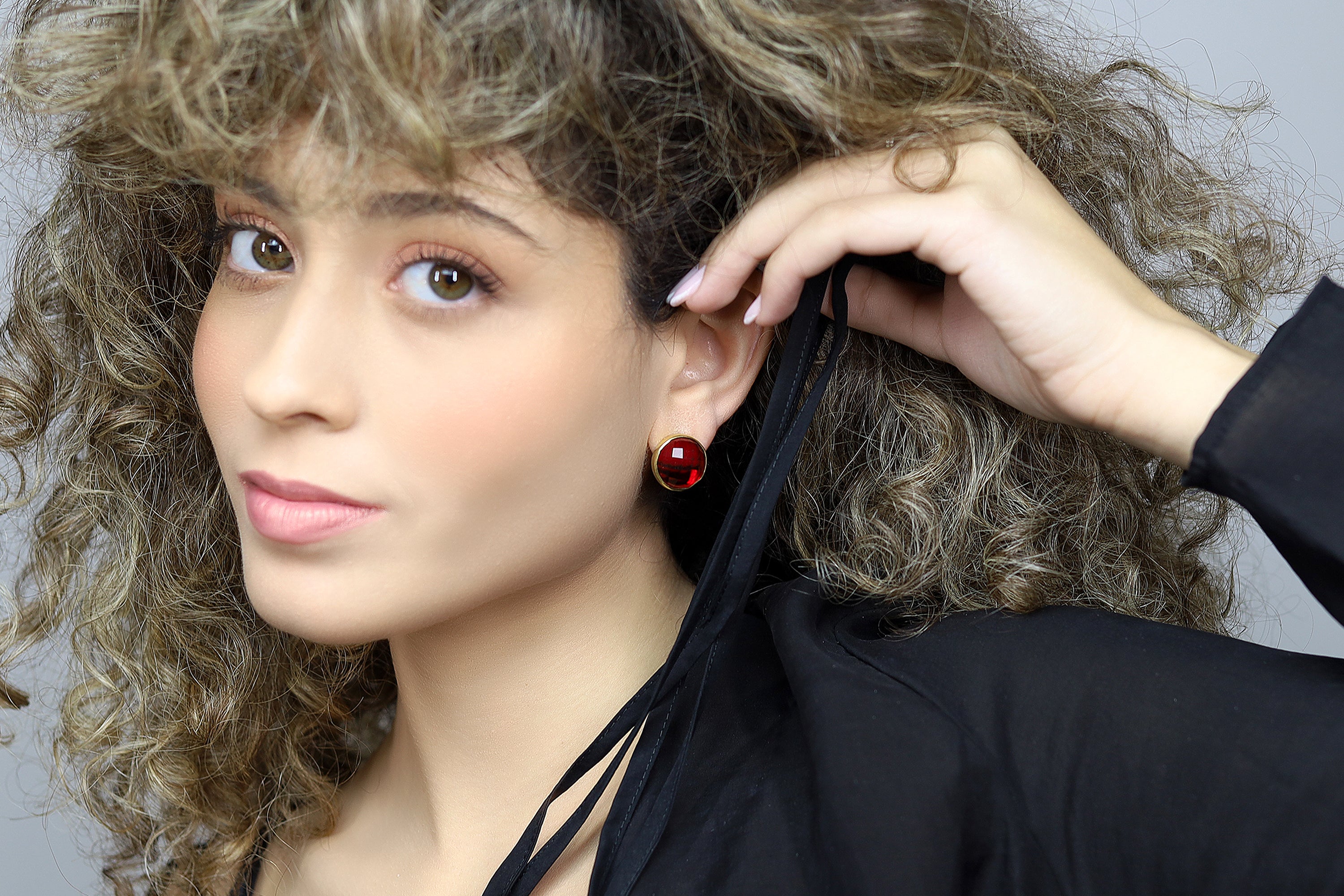 Handmade Ruby Stud Earrings in Gold Studs Earrings Anemone Limited