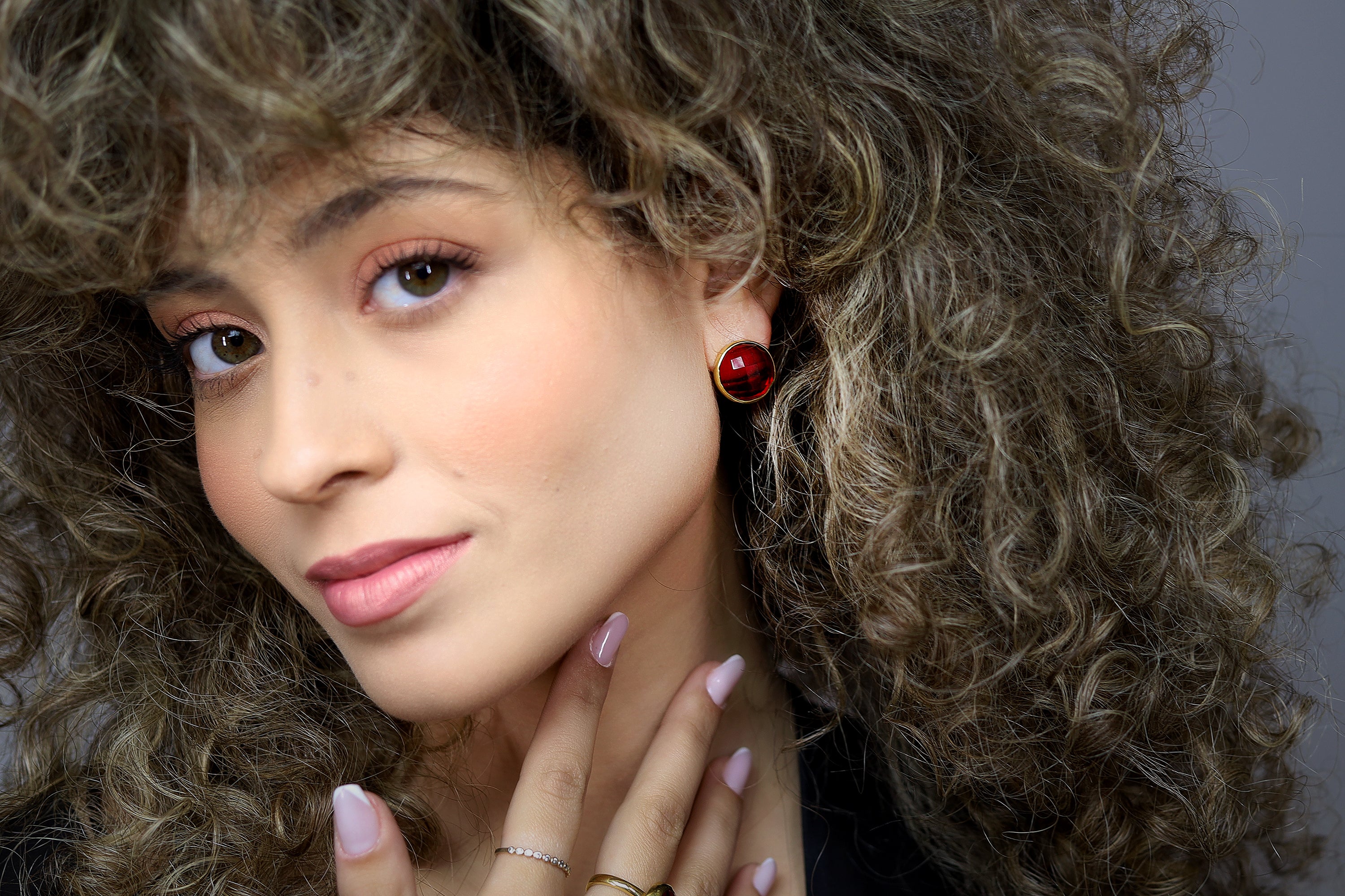 Handmade Ruby Stud Earrings in Gold Studs Earrings Anemone Limited