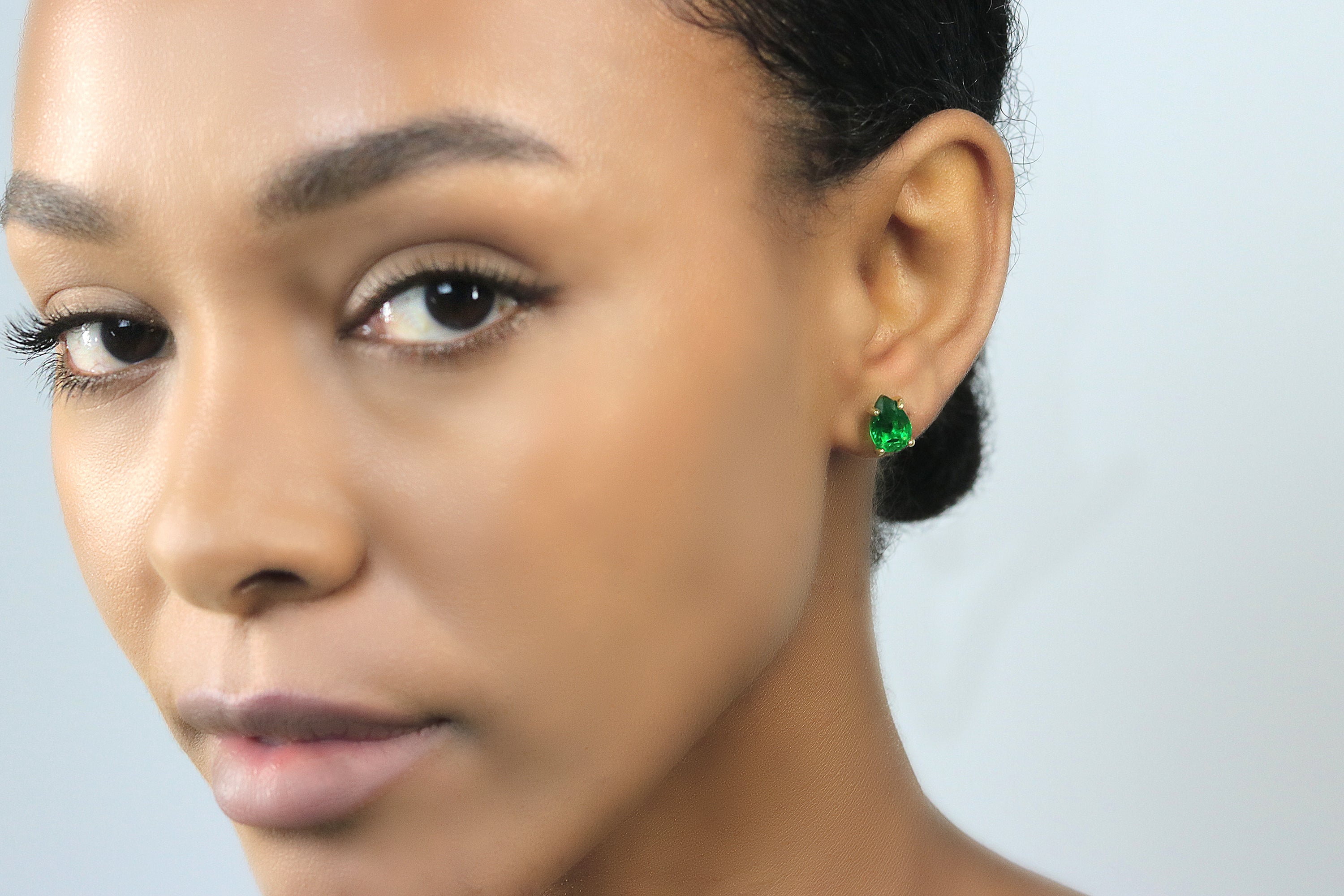 Pear Emerald 14k Gold Stud Earrings Earrings Anemone Unique