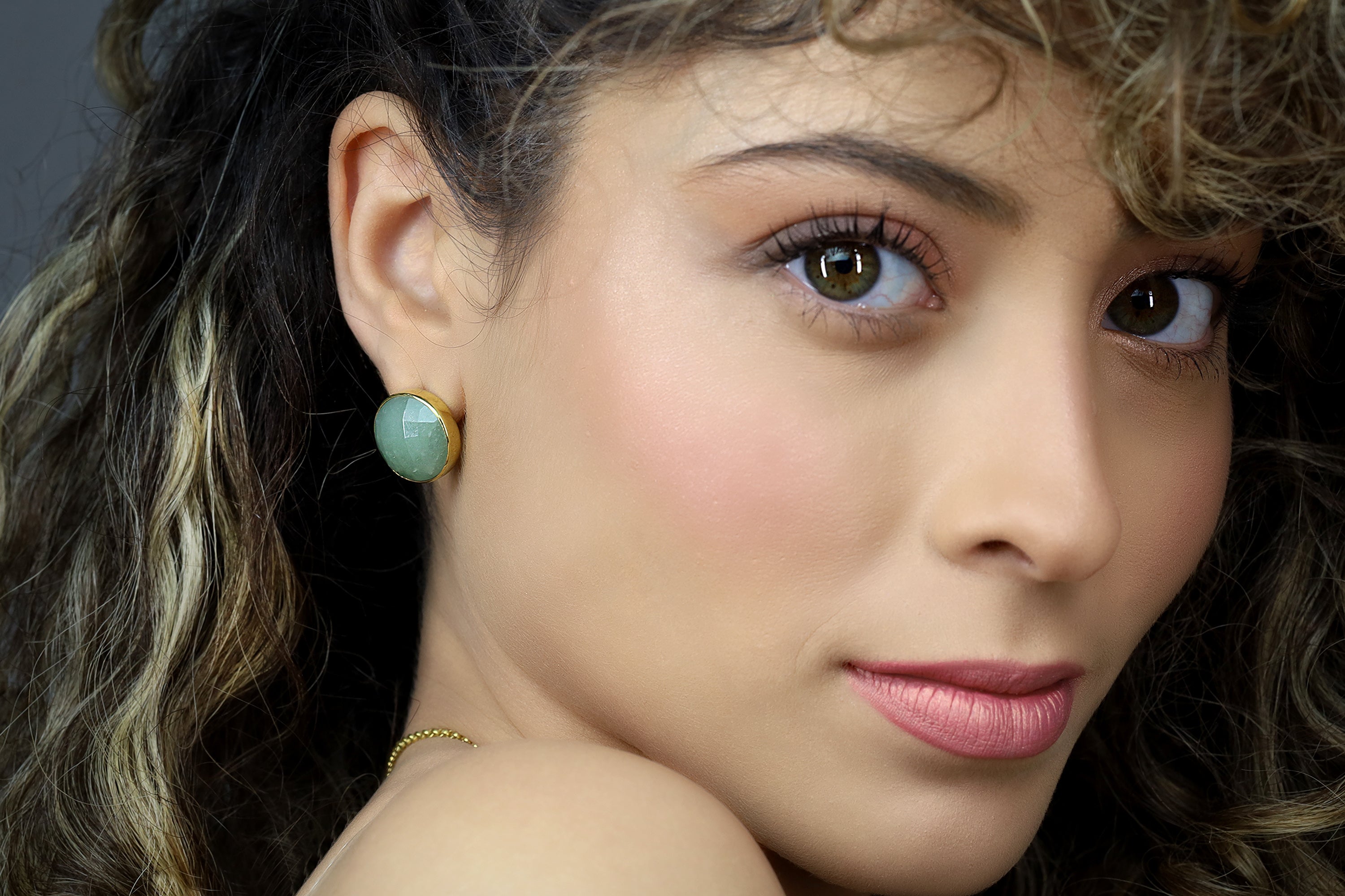 Aquamarine Bezel Set Stud Gold Earrings Earrings Anemone Limited