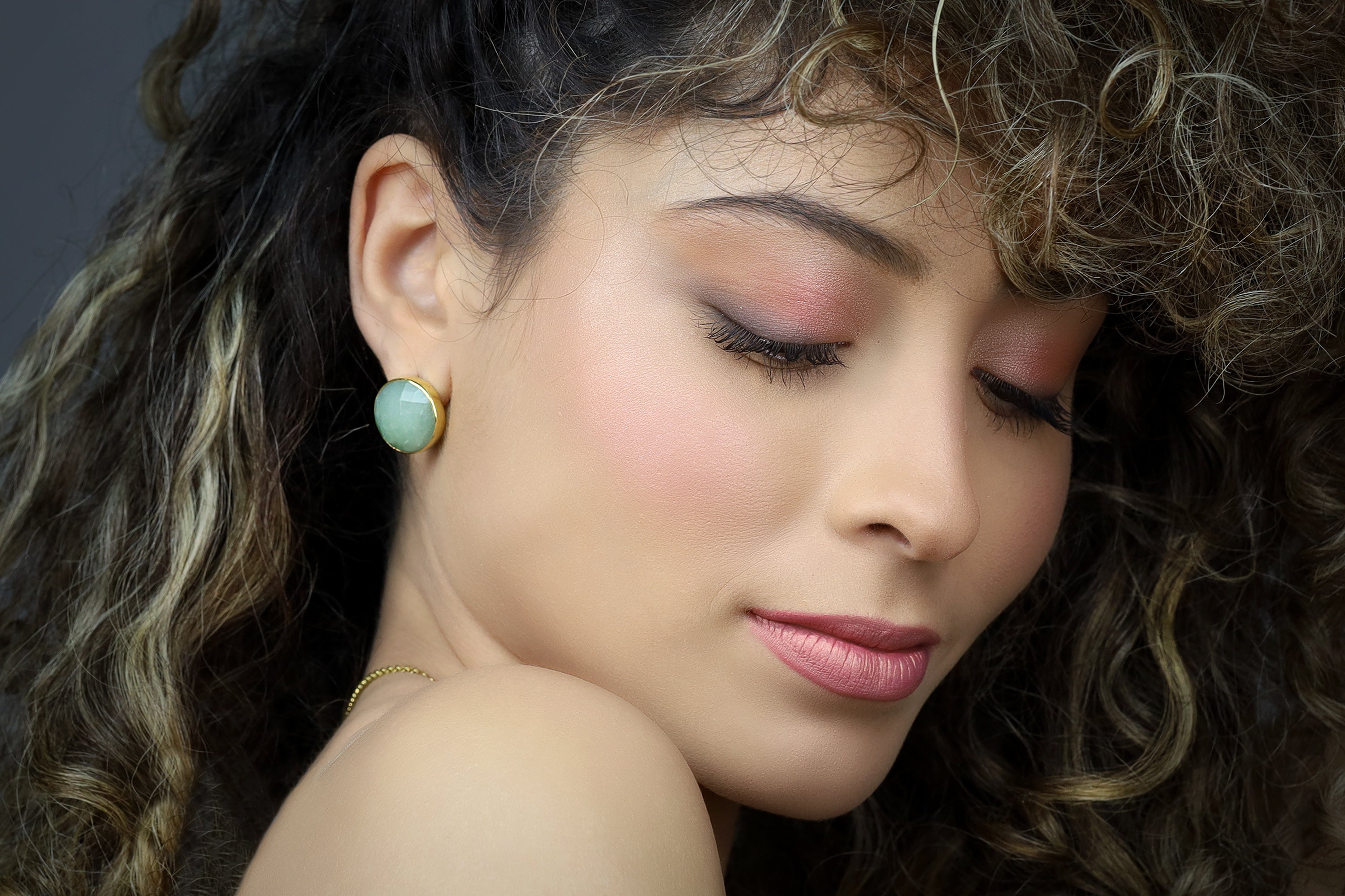 Aquamarine Bezel Set Stud Gold Earrings Earrings Anemone Limited