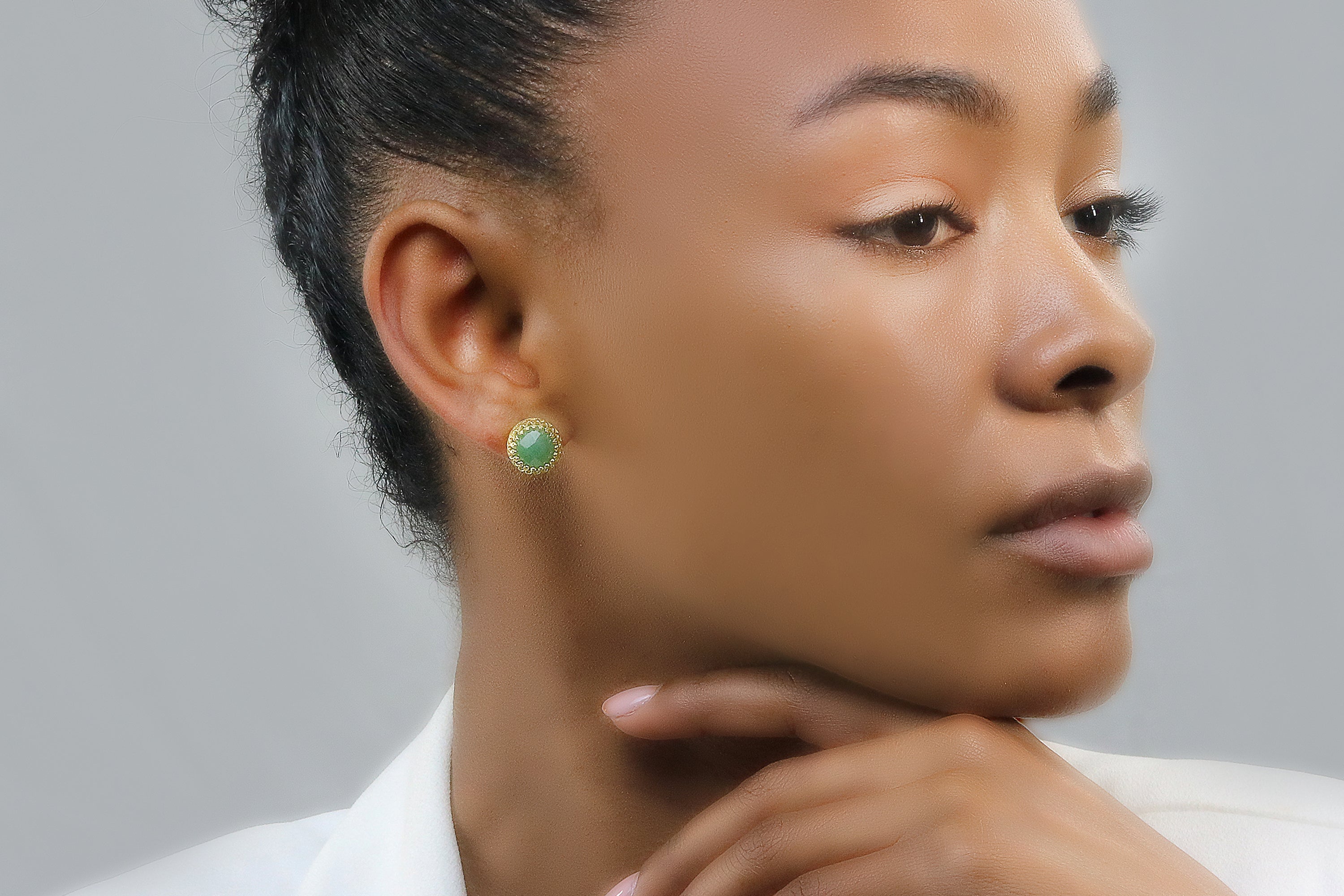 Attractive Green Aventurine Gold Dangle Earrings Earrings Anemone Jewelry