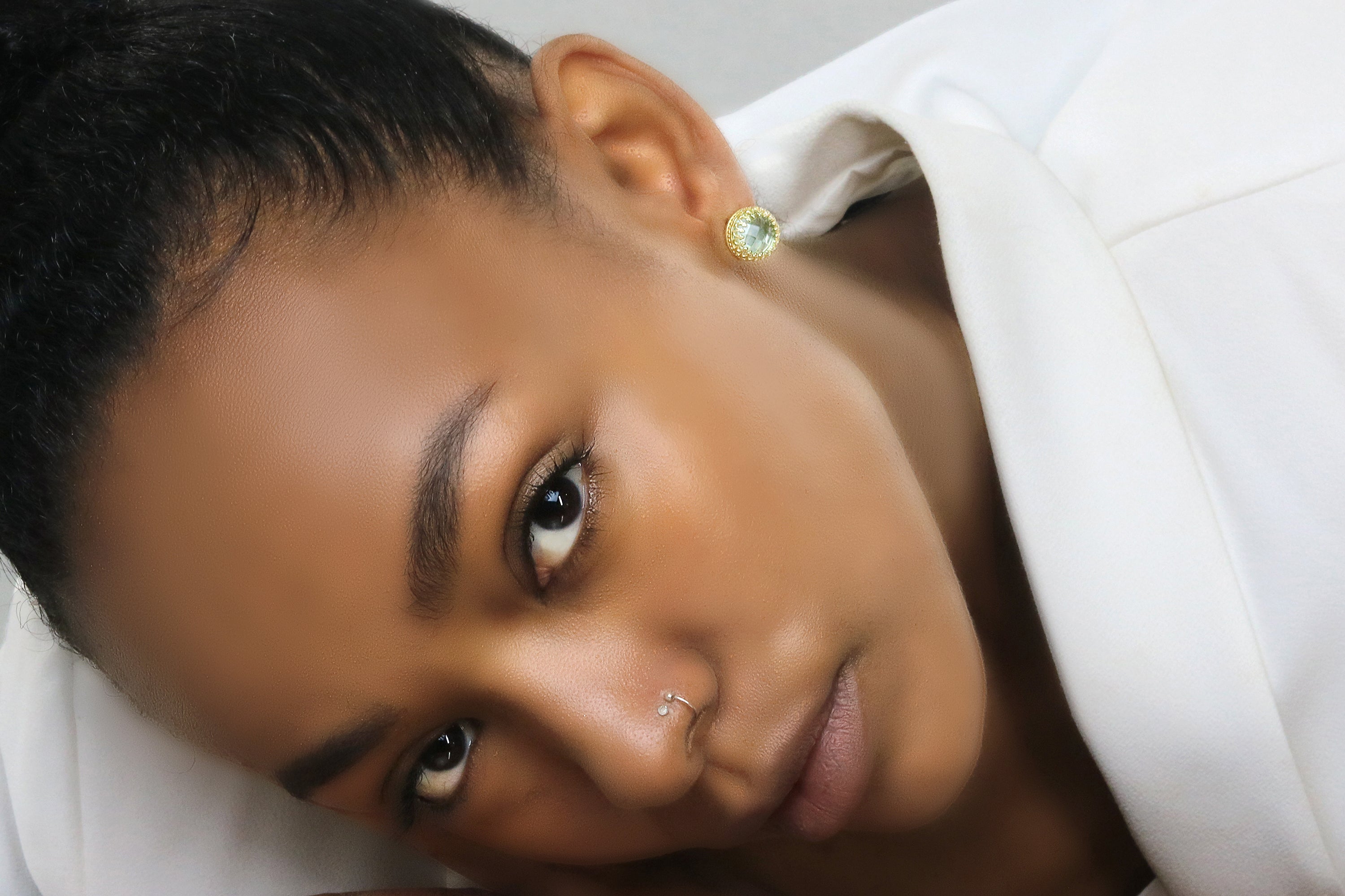 Blue Topaz Rose Gold Earrings for Women Earrings Anemone Jewelry