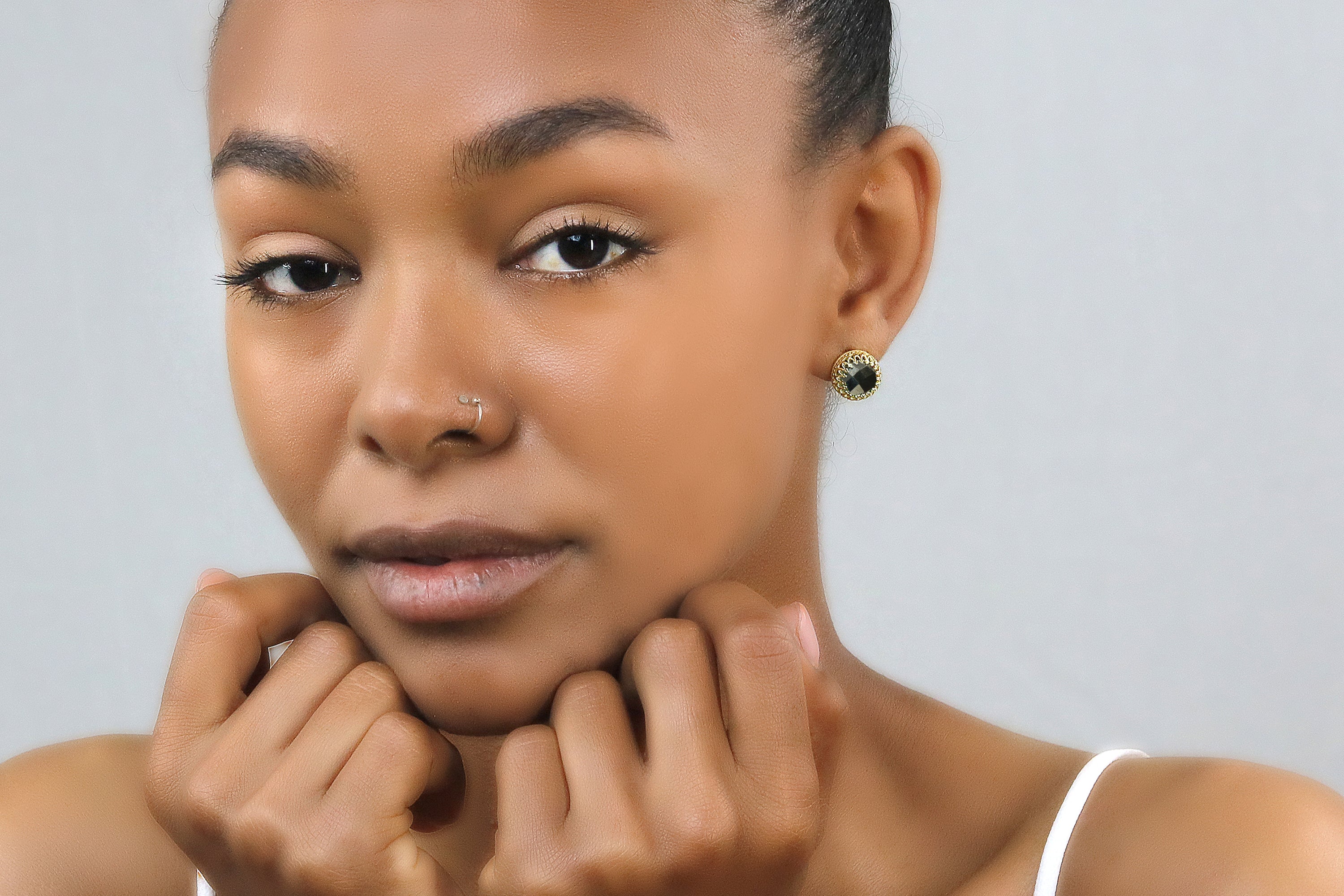 Pyrite Gold Stud Earrings Earrings Anemone Jewelry