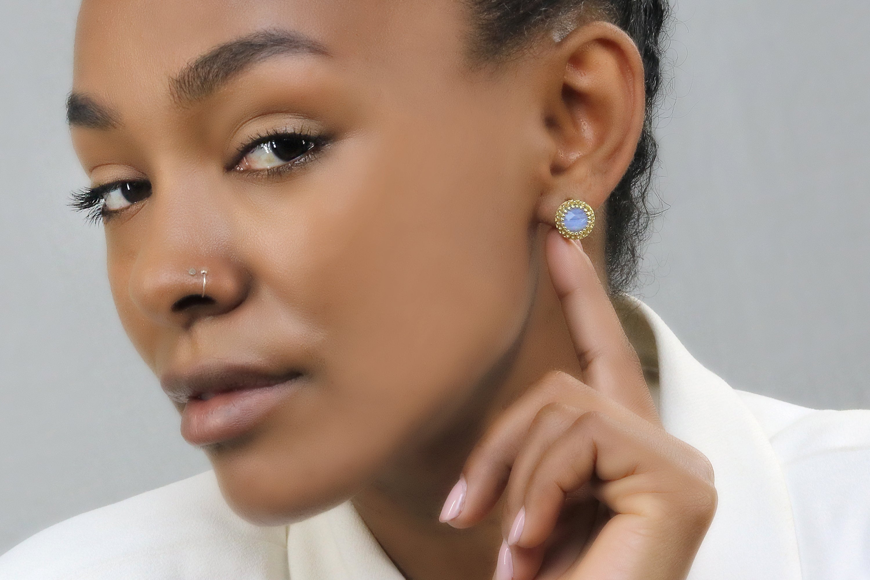 925 Sterling Silver Earrings with Lace Agate Earrings Anemone Jewelry