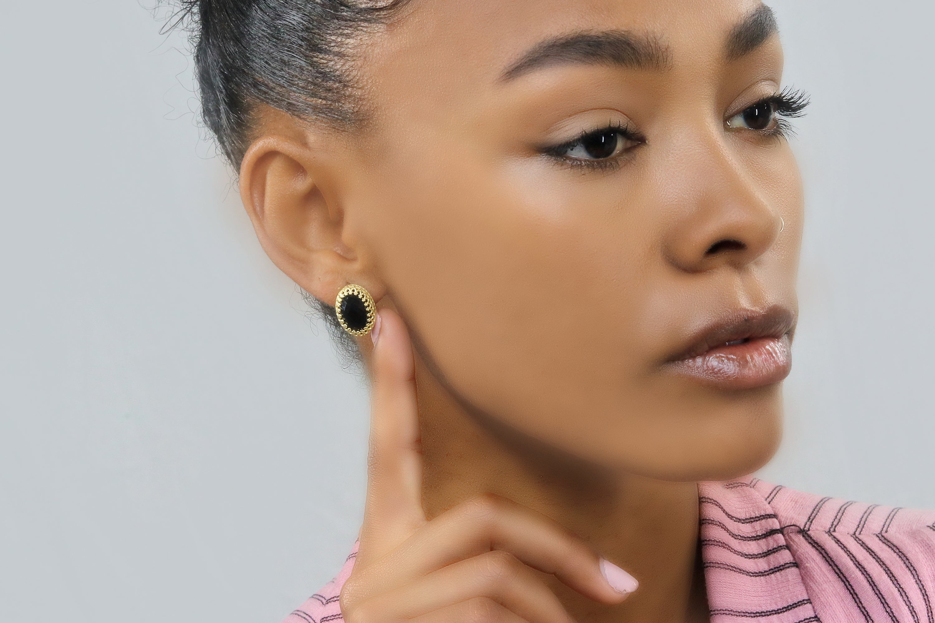 Intricate Black Onyx Stud Earrings Earrings Anemone Jewelry