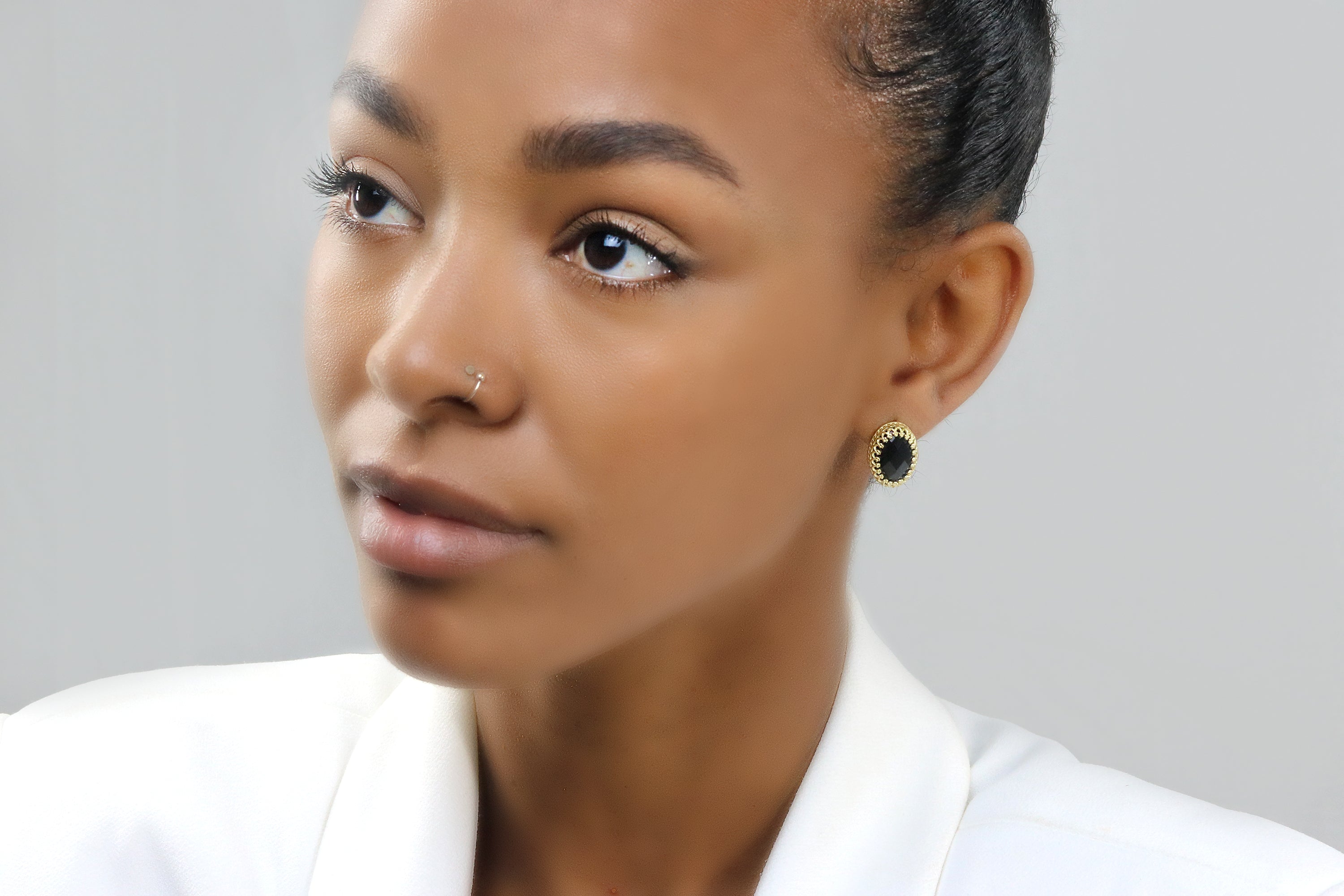 Intricate Black Onyx Stud Earrings Earrings Anemone Jewelry