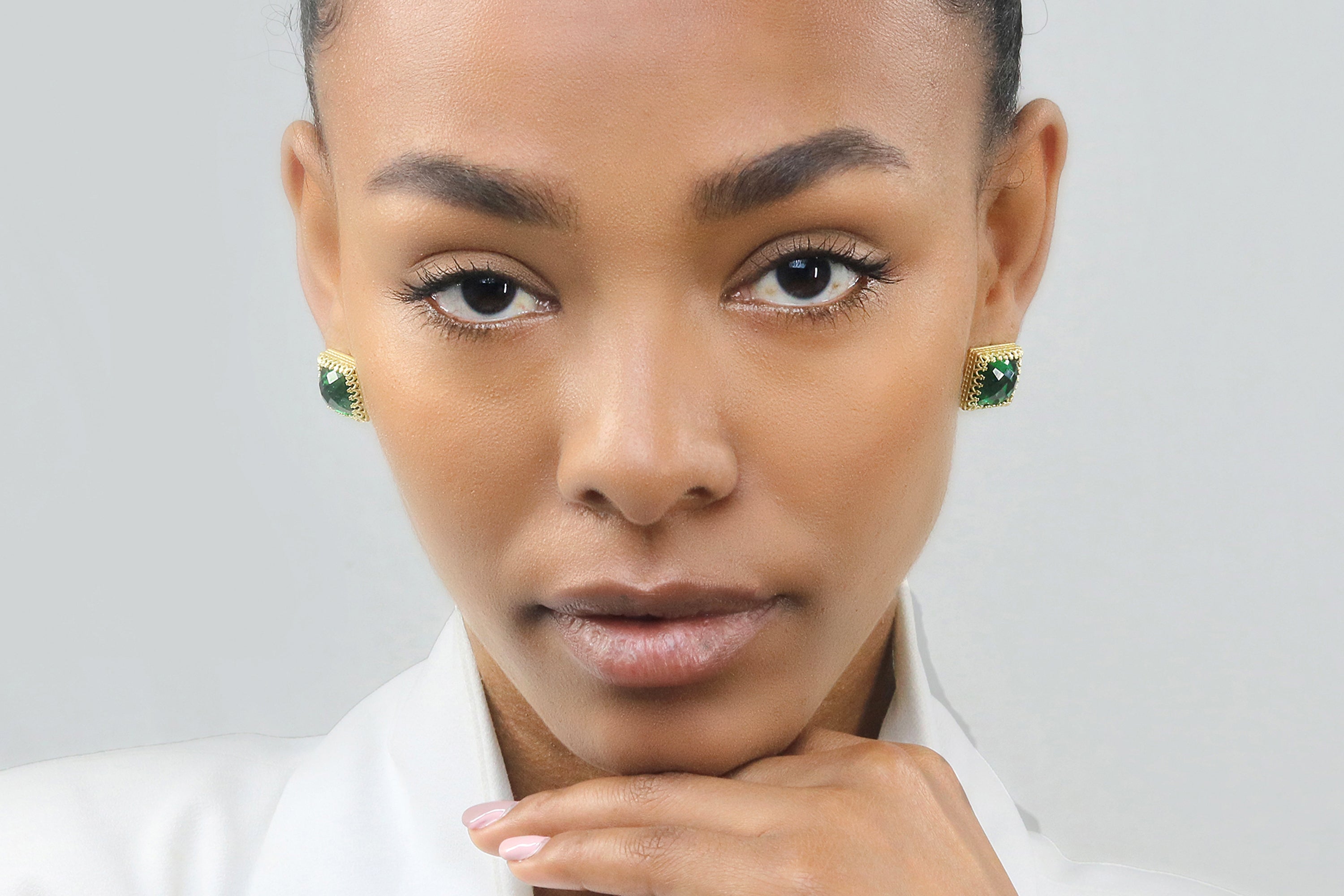 Gold Filled Emerald Earrings for Women Earrings Anemone Jewelry