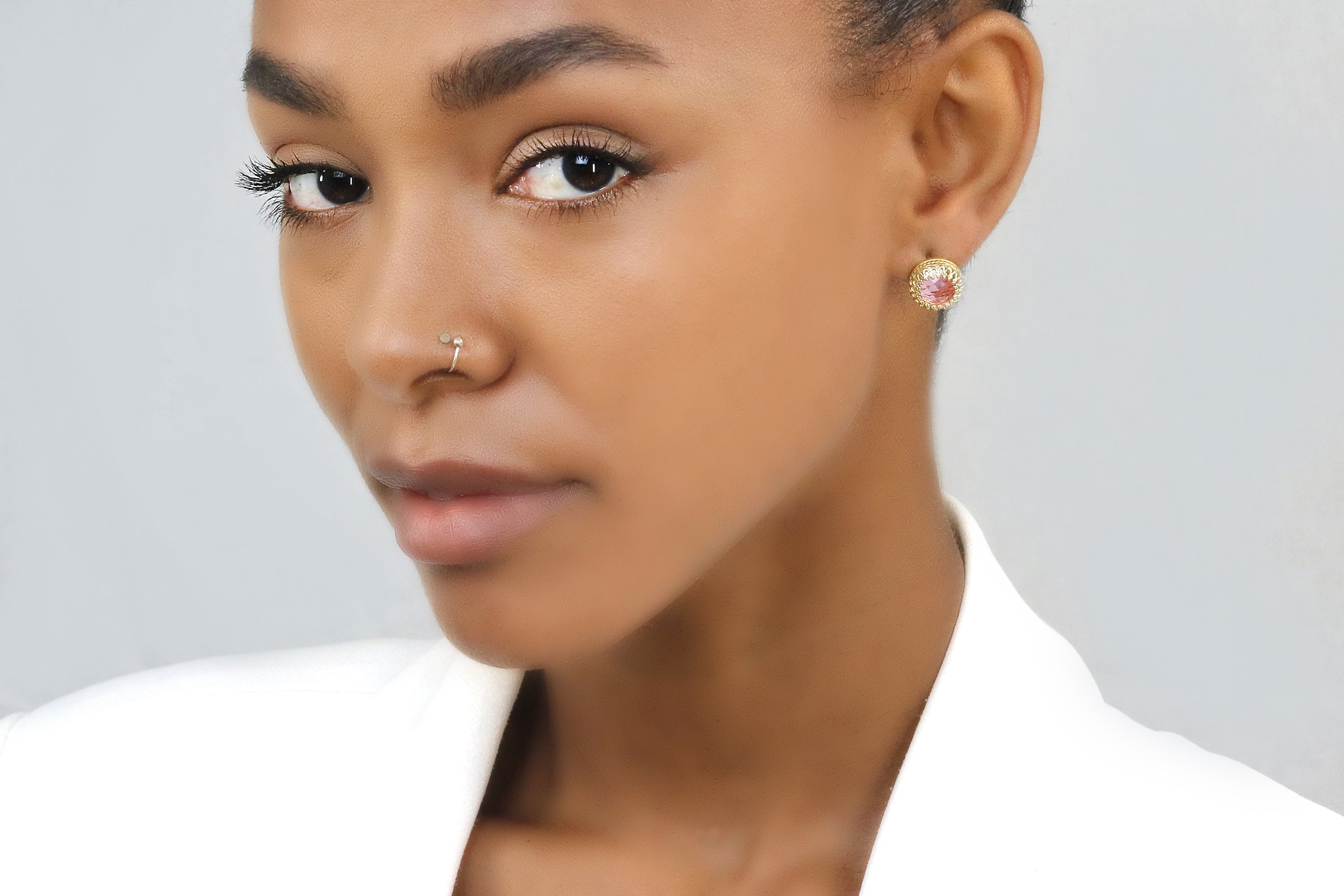 14k Rose Gold Stud Rose Quartz Earrings Earrings Anemone Jewelry